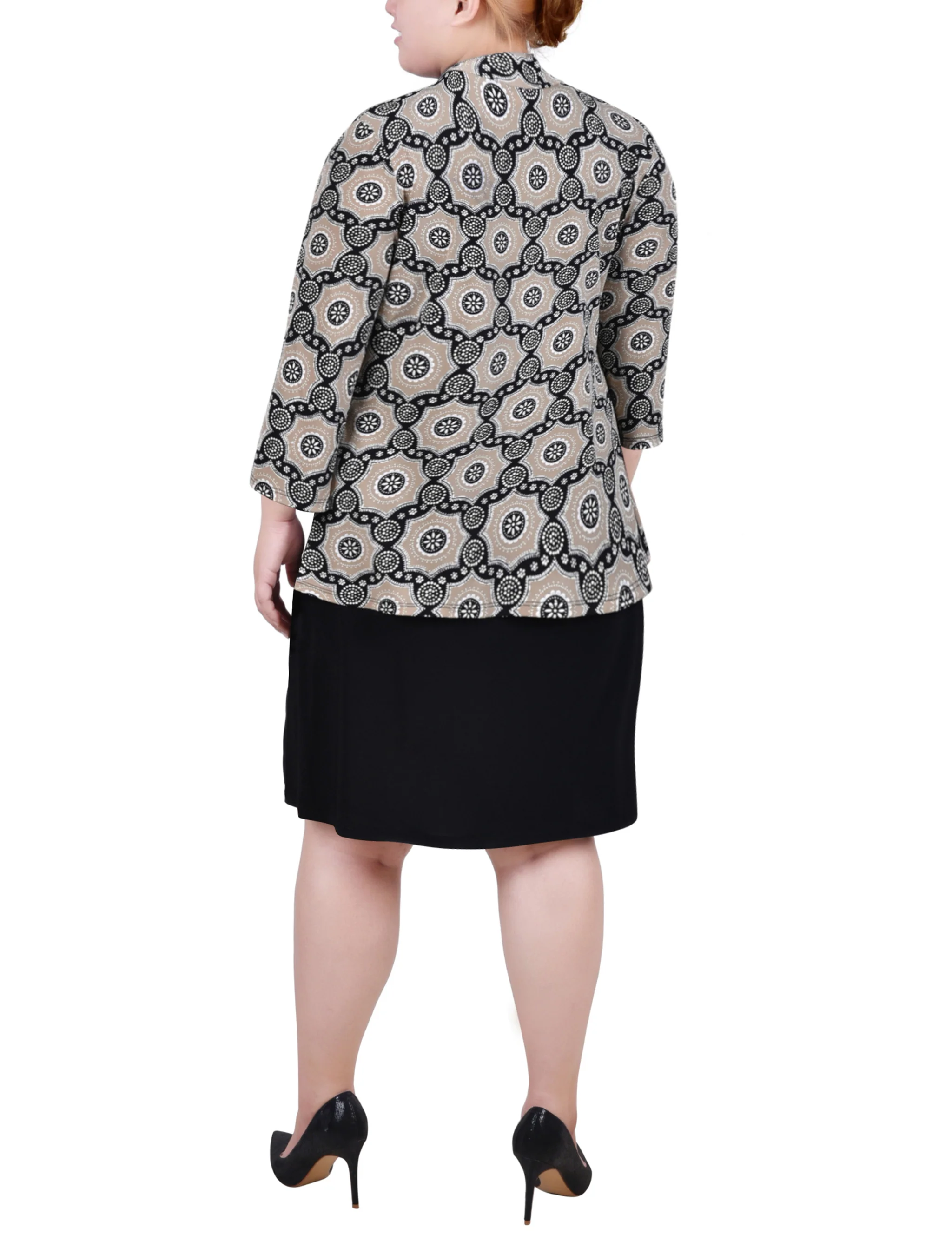 Brown Two Piece Dress Set - Plus Size - Image 3