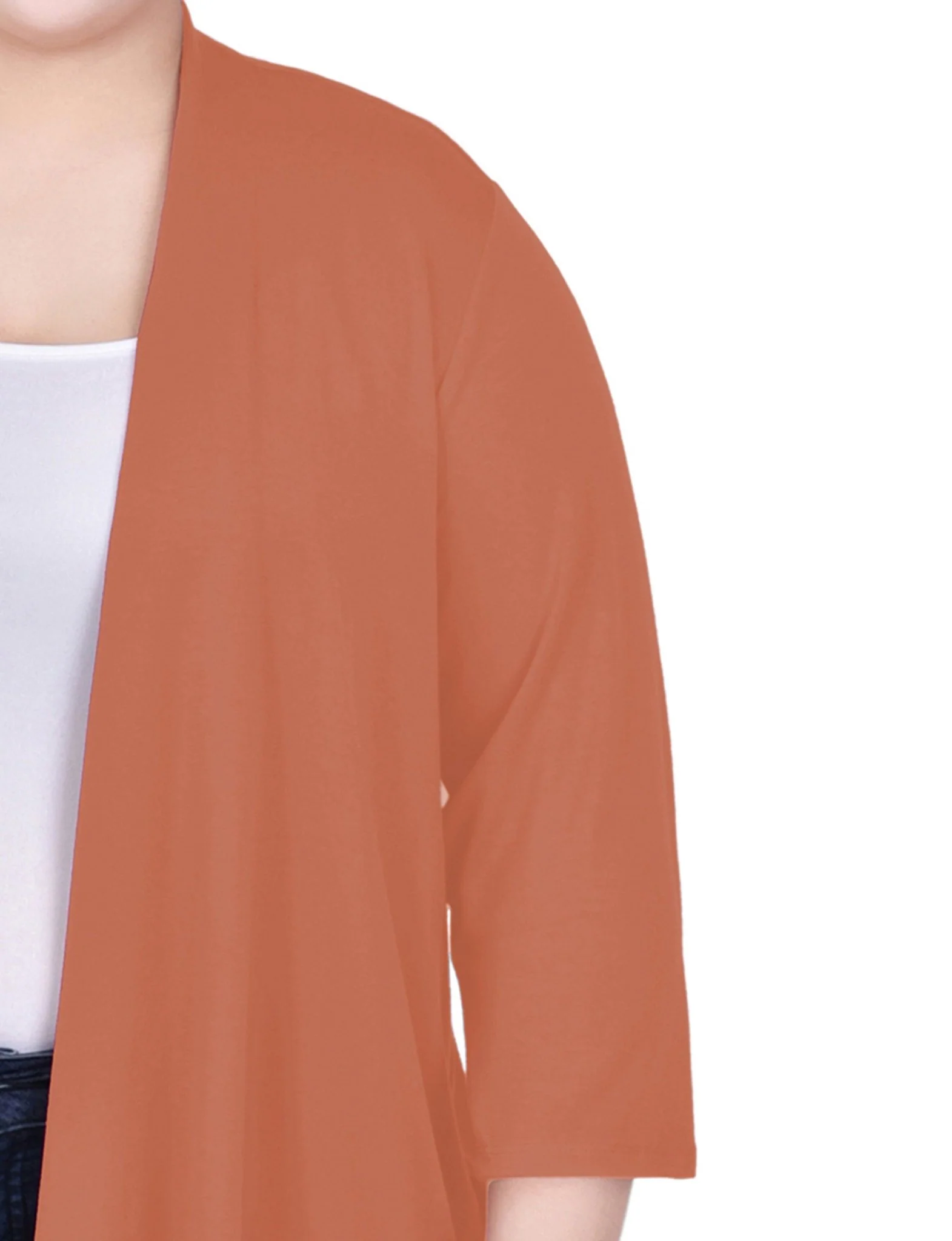 Carnelian Solid 3/4 Sleeve Cardigan - Plus - Image 3