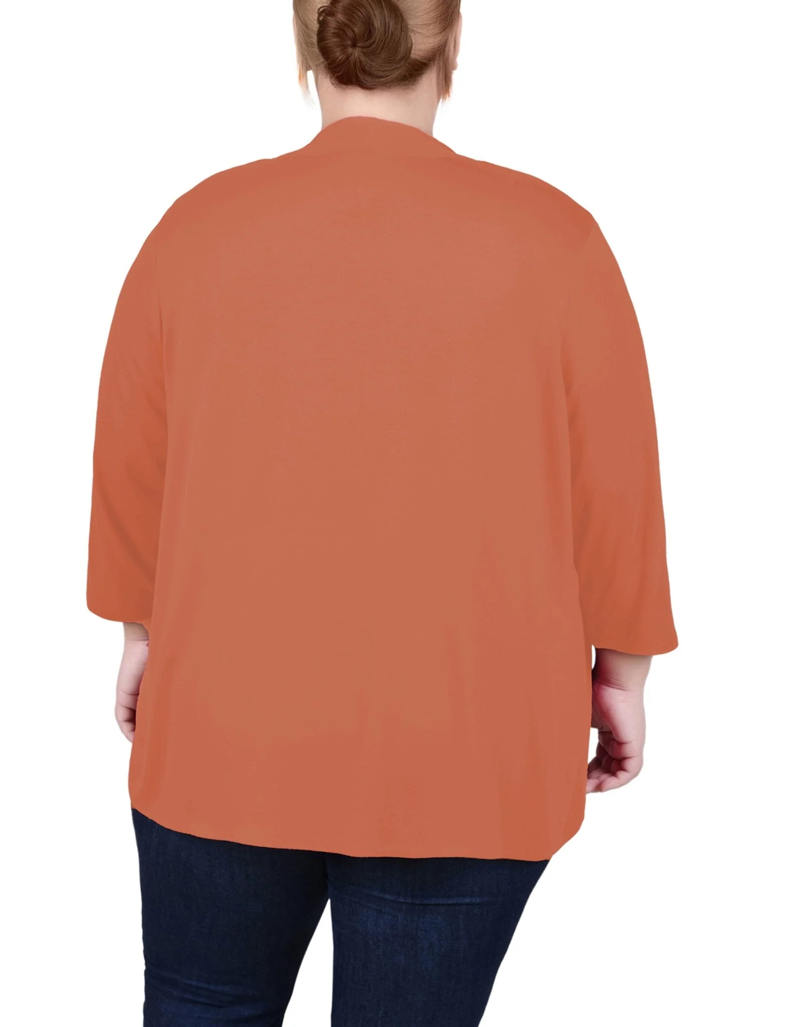 Carnelian Solid 3/4 Sleeve Cardigan - Plus - Image 4