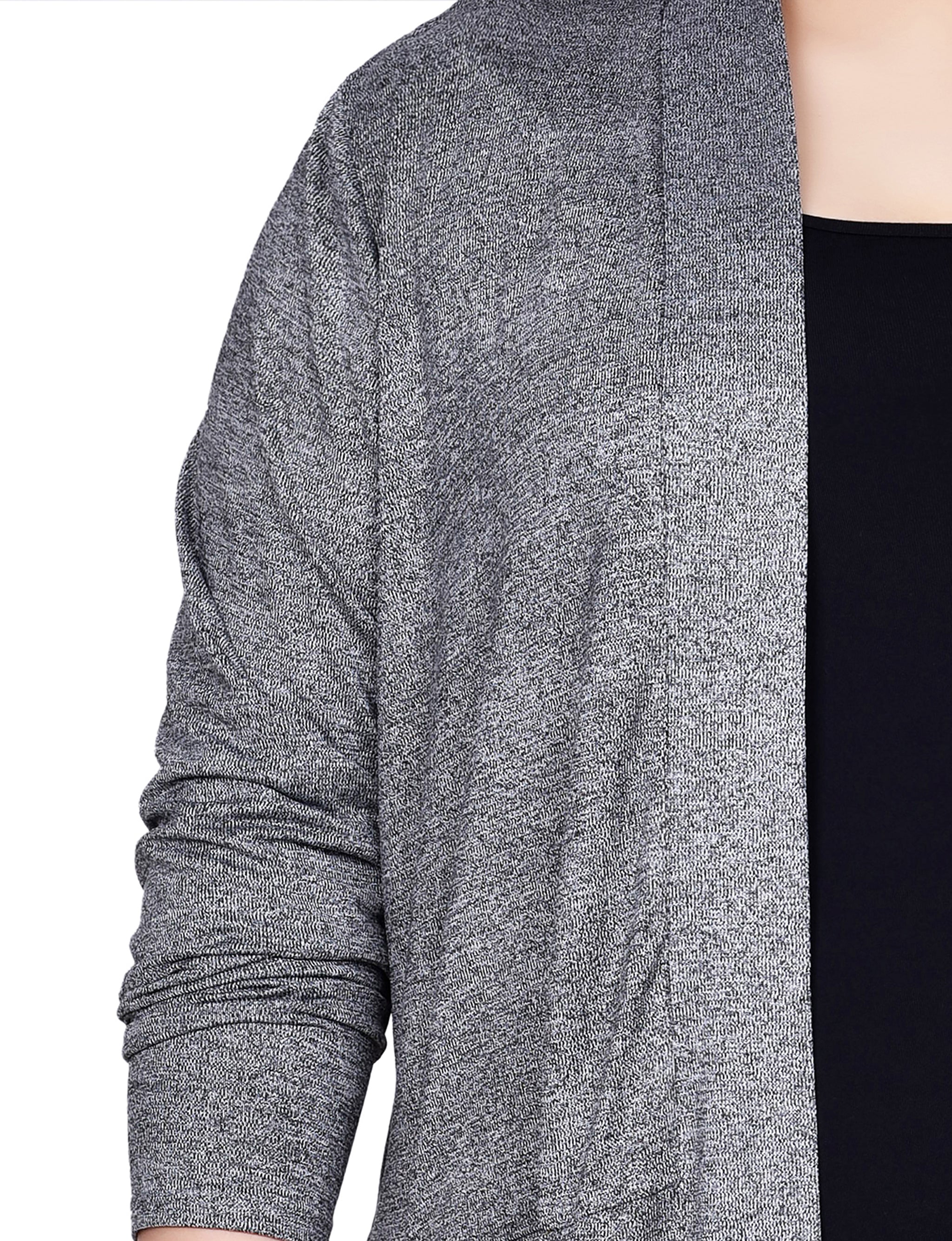 Charcoal Long Sleeve Pocketed Cardigan - Plus - Image 3