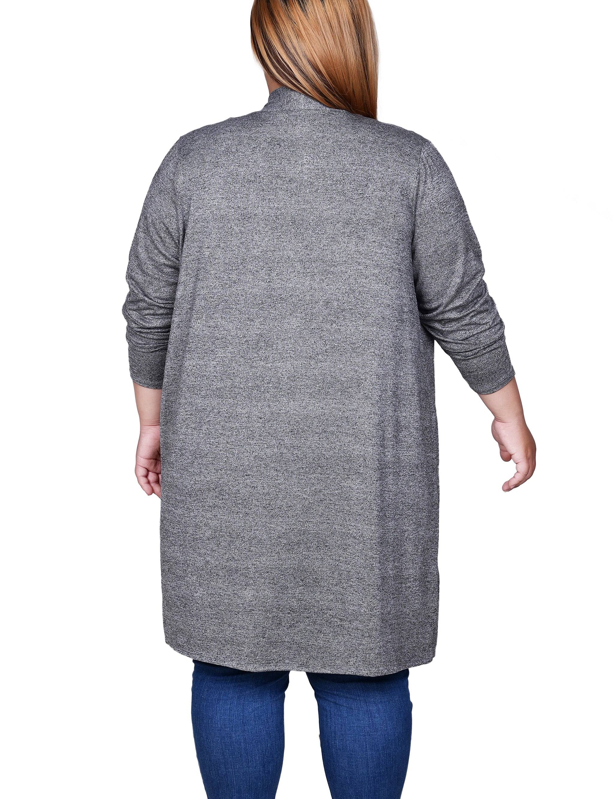 Charcoal Long Sleeve Pocketed Cardigan - Plus - Image 4