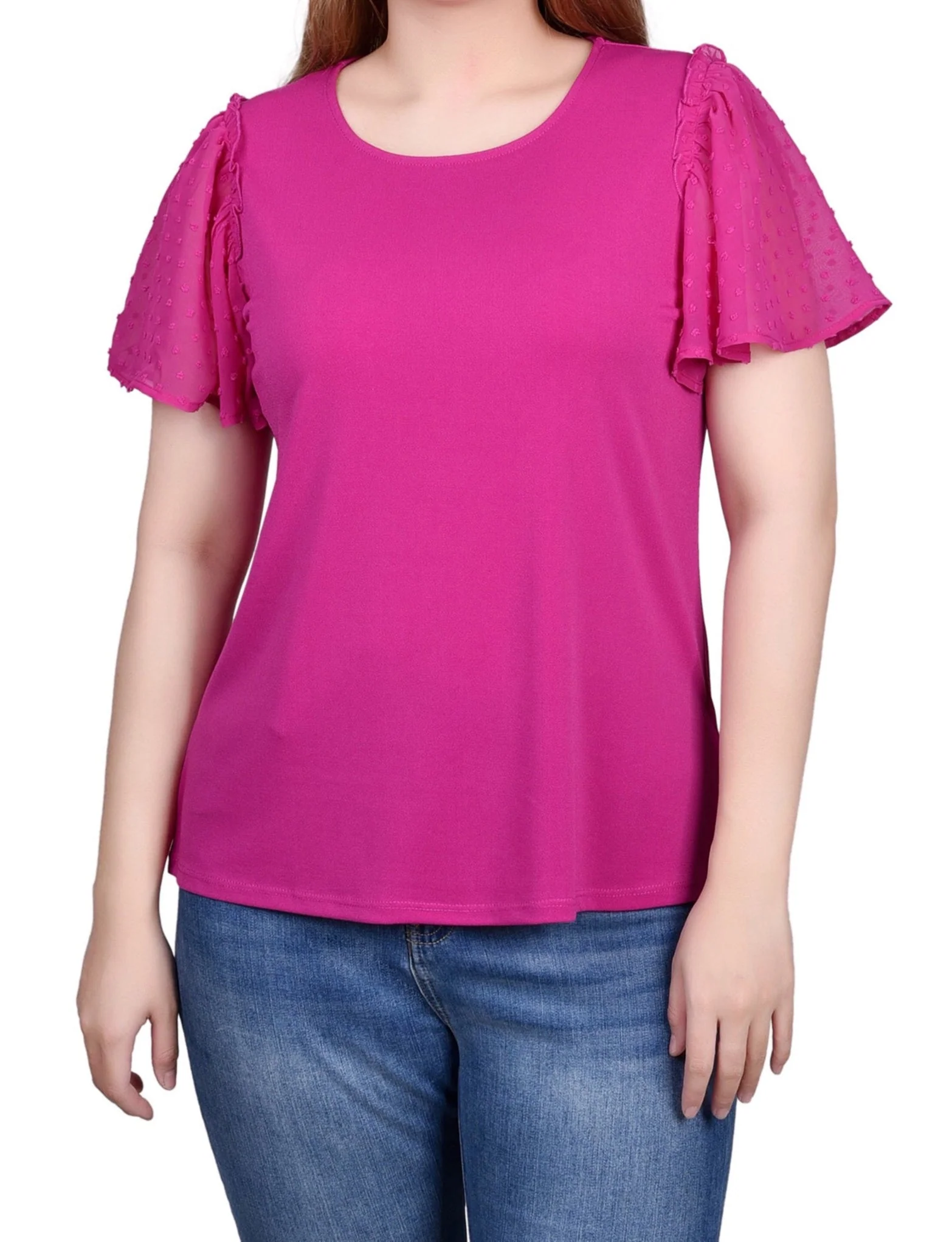 Clip Dot Flutter Sleeve Top - Image 9