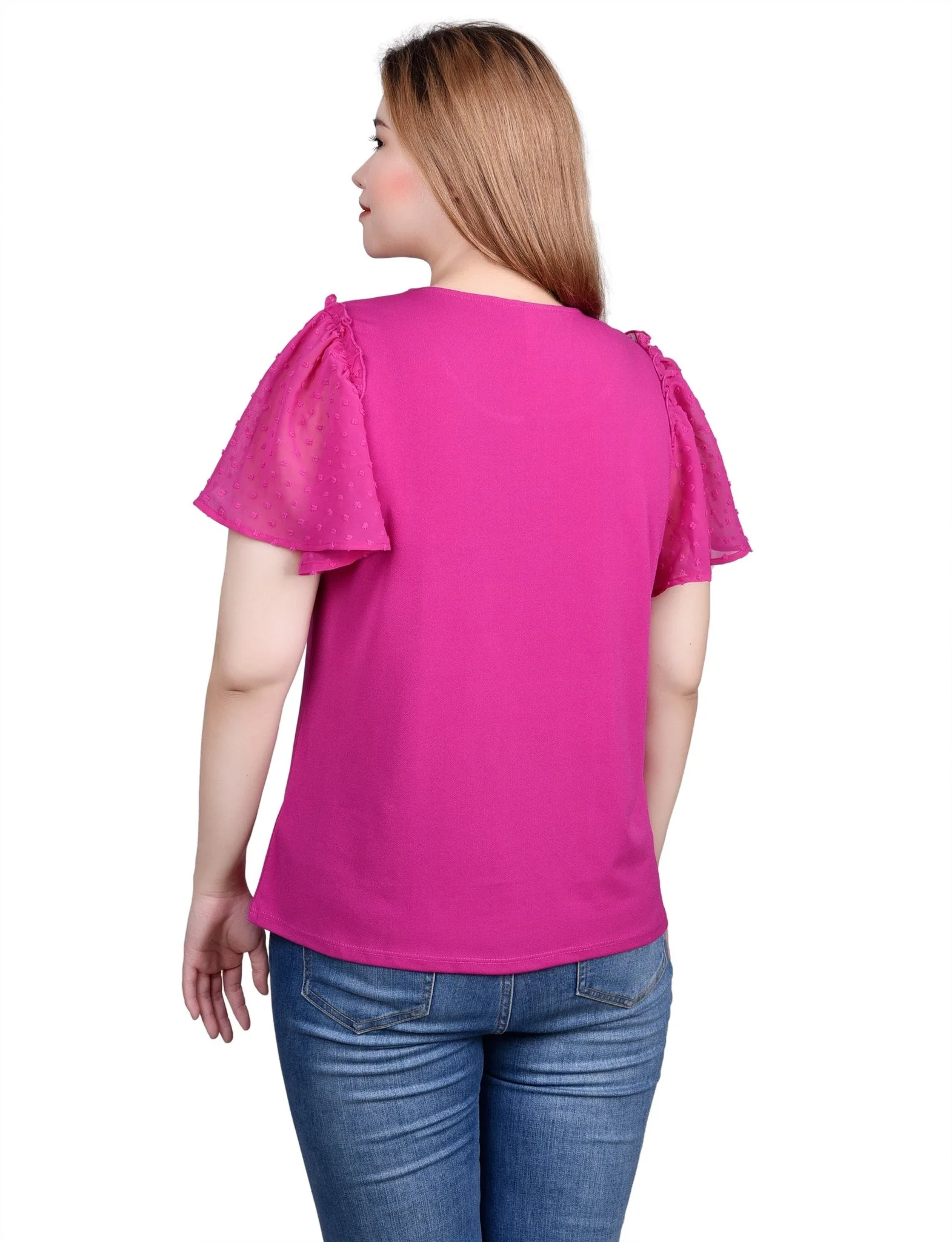Clip Dot Flutter Sleeve Top - Petite - Image 10