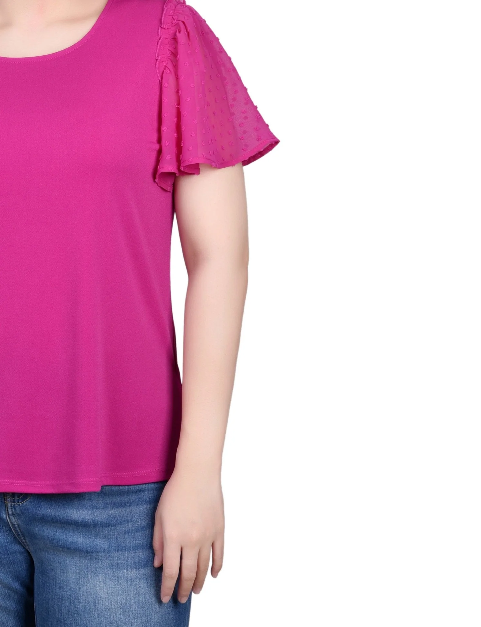 Clip Dot Flutter Sleeve Top - Petite - Image 12