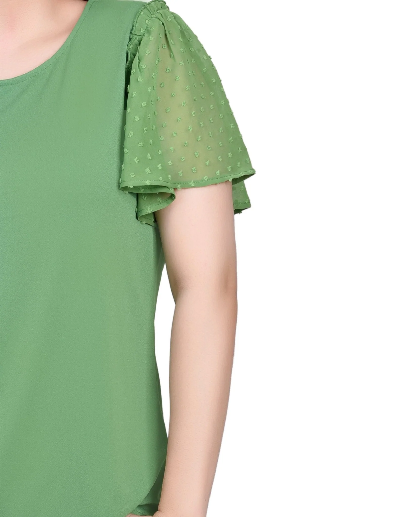 Clip Dot Flutter Sleeve Top - Petite - Image 4