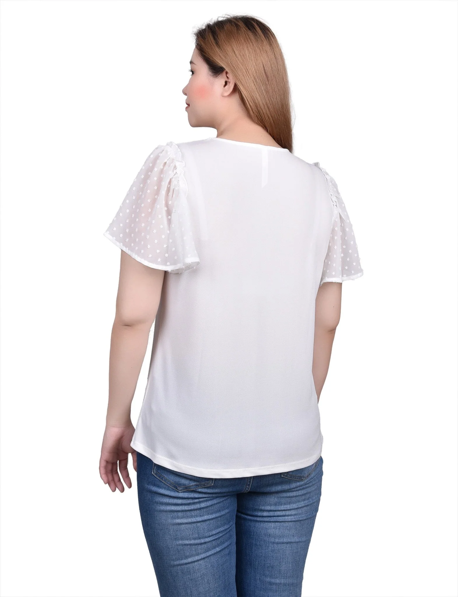 Clip Dot Flutter Sleeve Top - Petite - Image 6