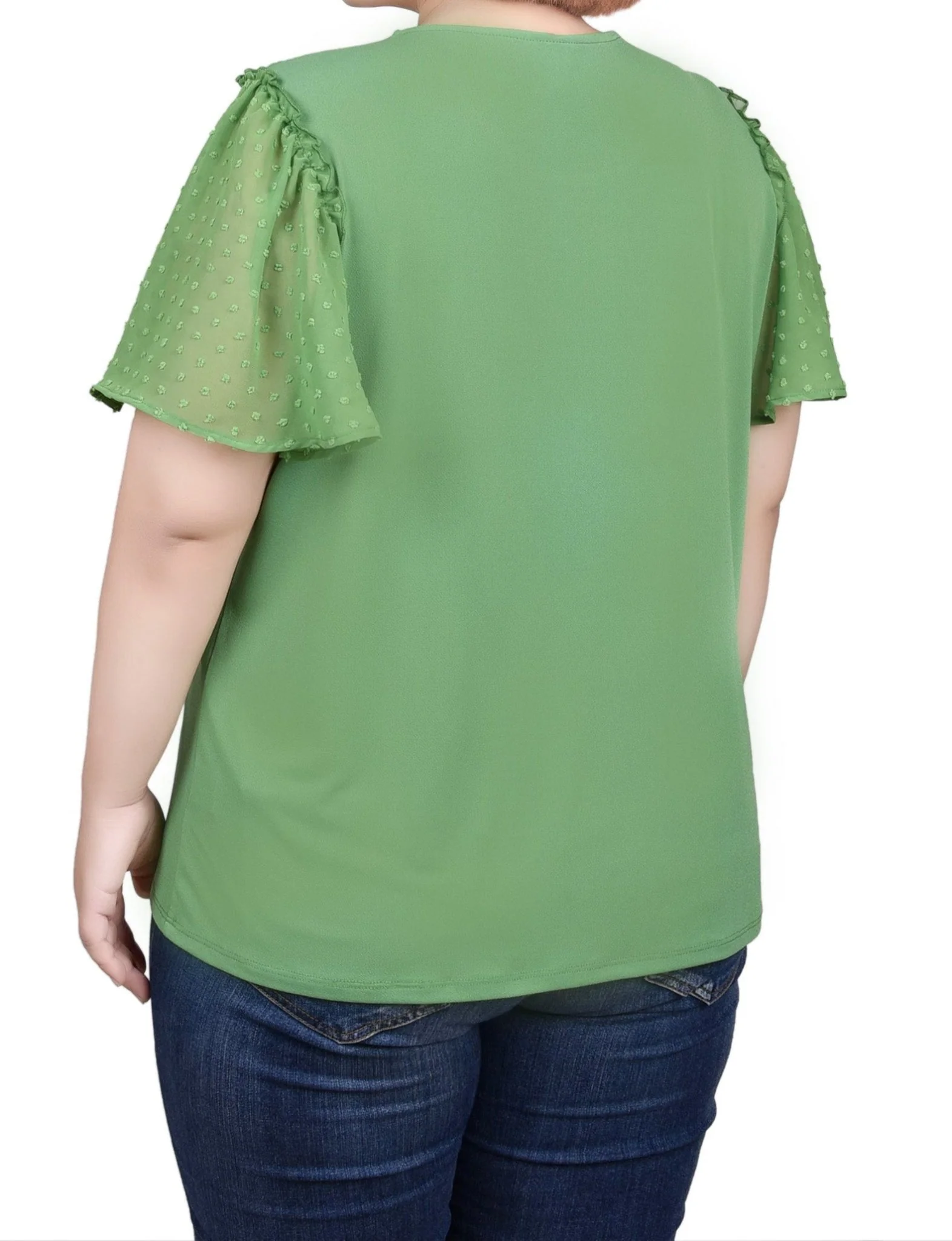 Clip Dot Flutter Sleeve Top - Plus - Image 2
