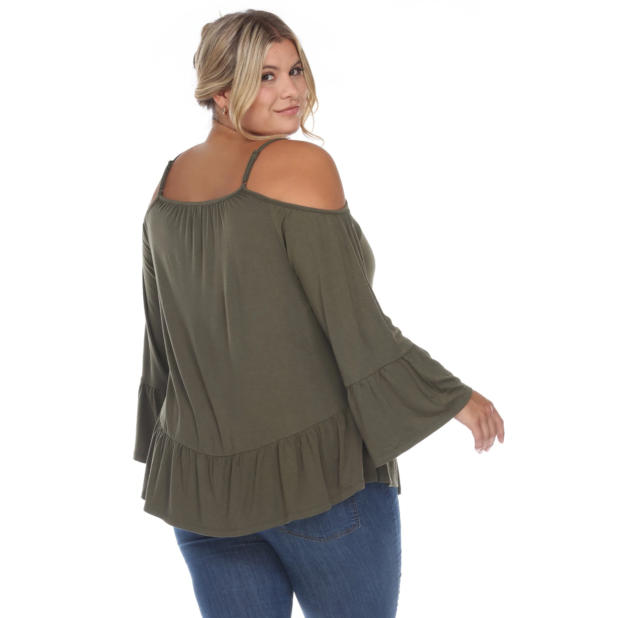 Cold Shoulder Ruffle Sleeve Top - Plus - Image 13