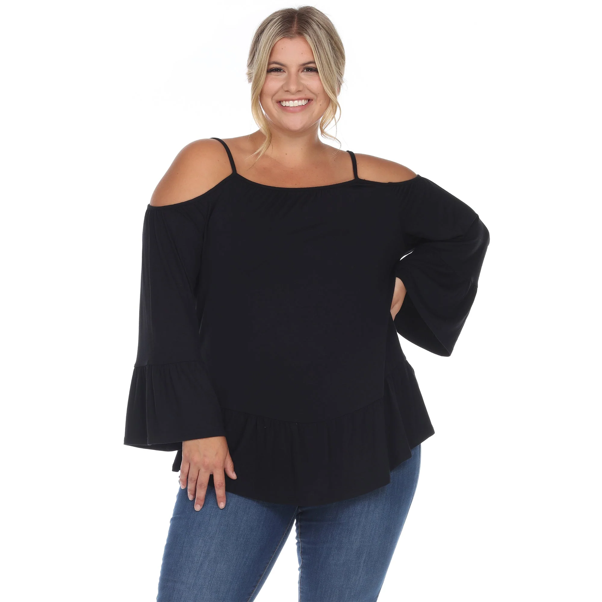 Cold Shoulder Ruffle Sleeve Top - Plus - Image 17