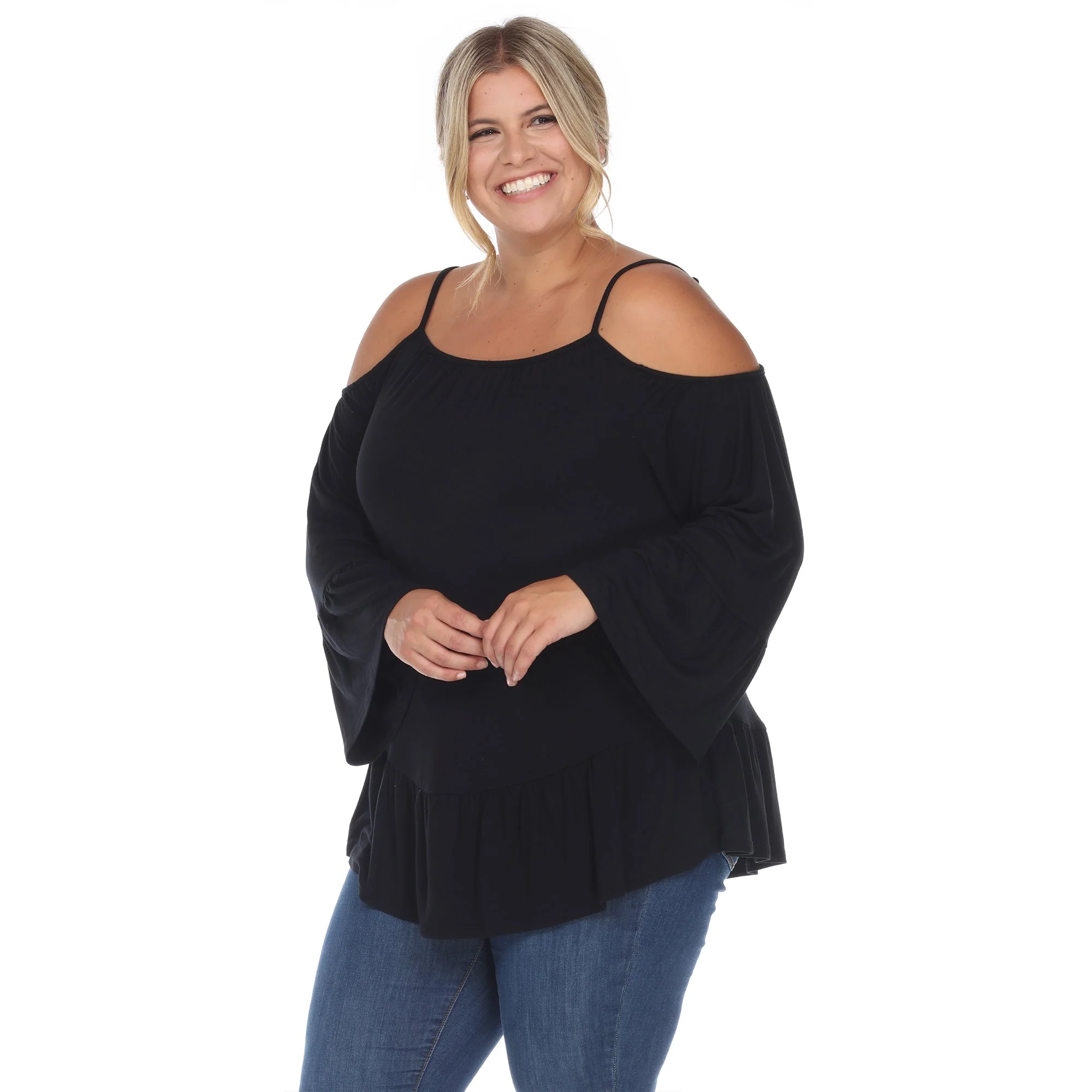 Cold Shoulder Ruffle Sleeve Top - Plus - Image 18