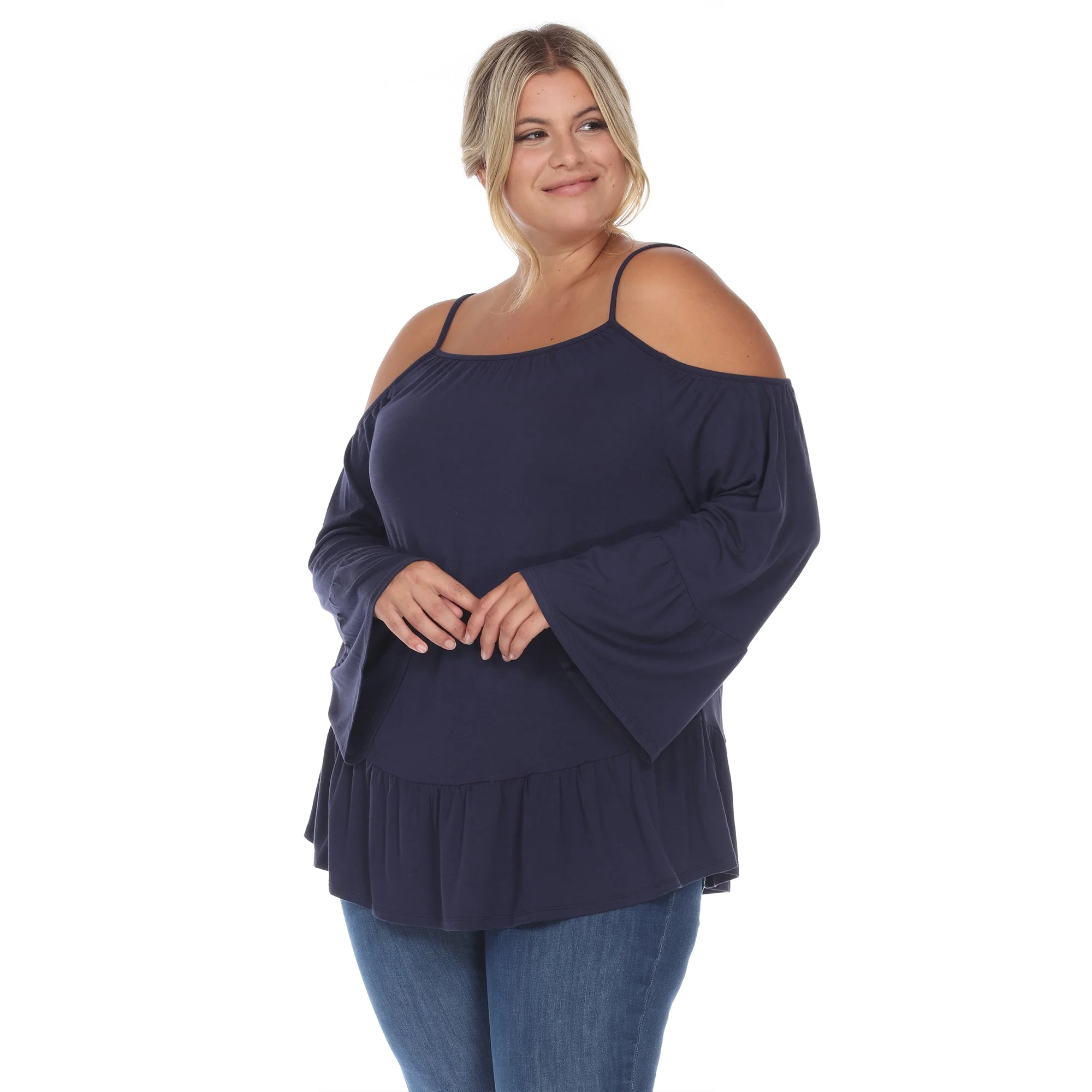 Cold Shoulder Ruffle Sleeve Top - Plus - Image 22