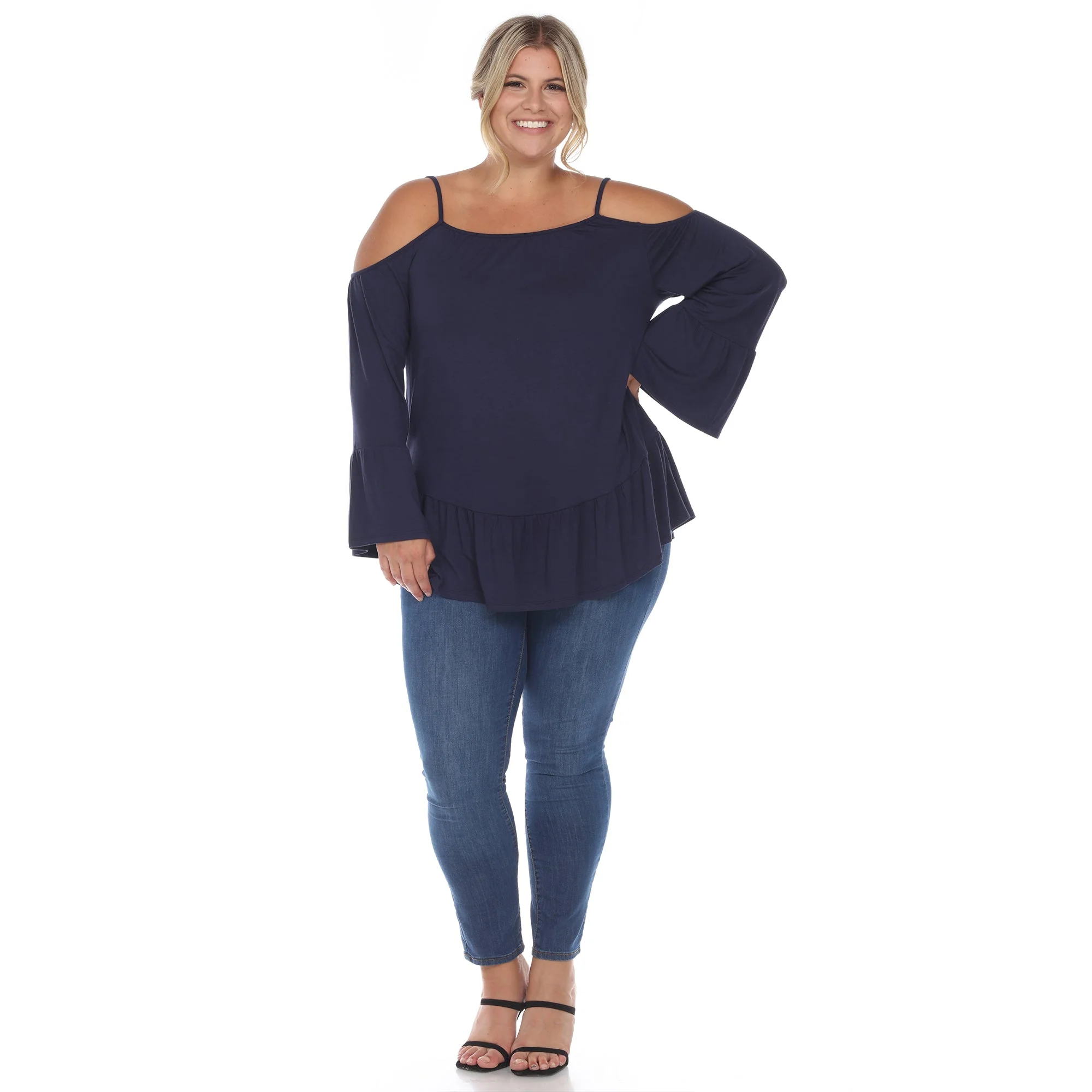 Cold Shoulder Ruffle Sleeve Top - Plus - Image 24