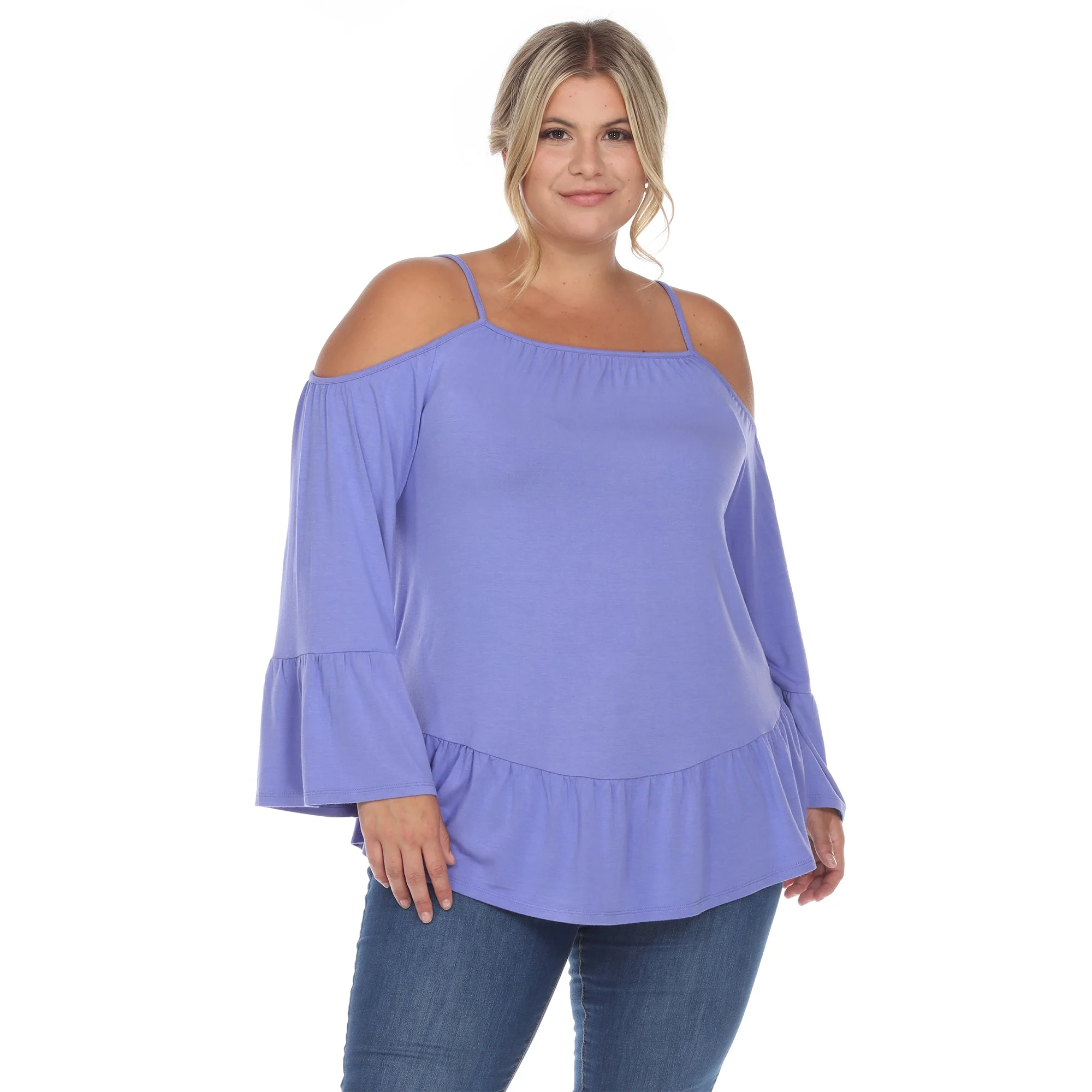 Cold Shoulder Ruffle Sleeve Top - Plus - Image 6