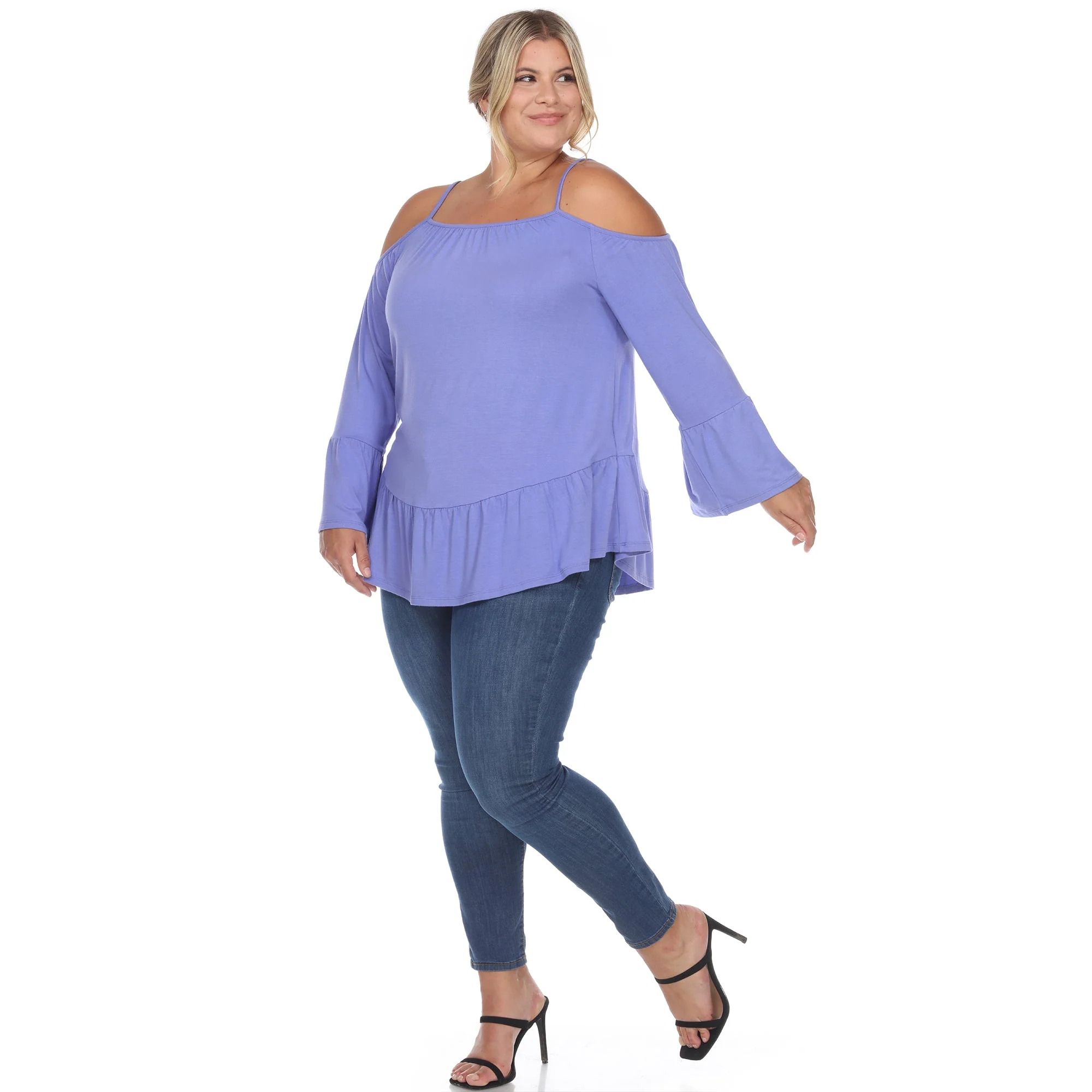 Cold Shoulder Ruffle Sleeve Top - Plus - Image 8