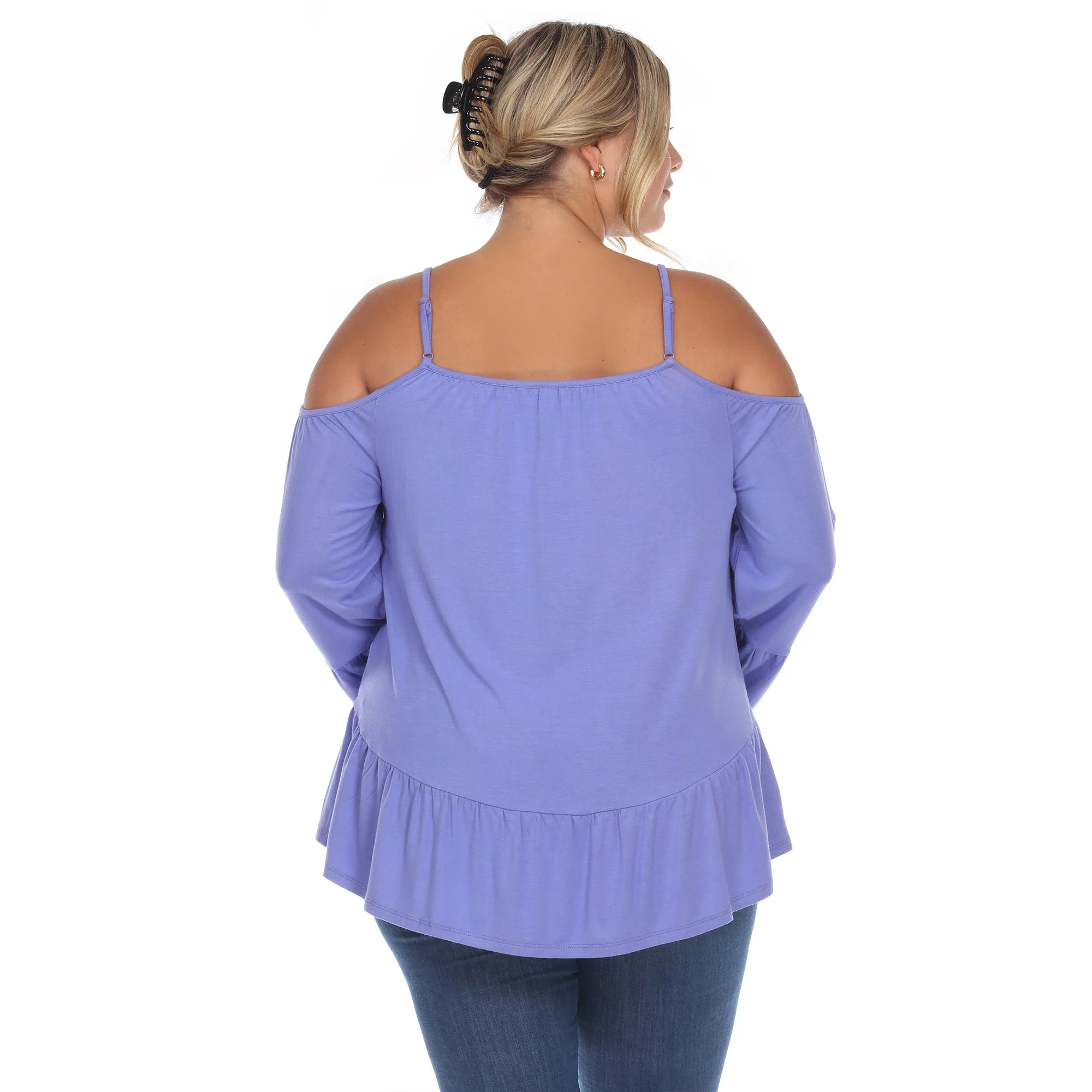 Cold Shoulder Ruffle Sleeve Top - Plus - Image 9