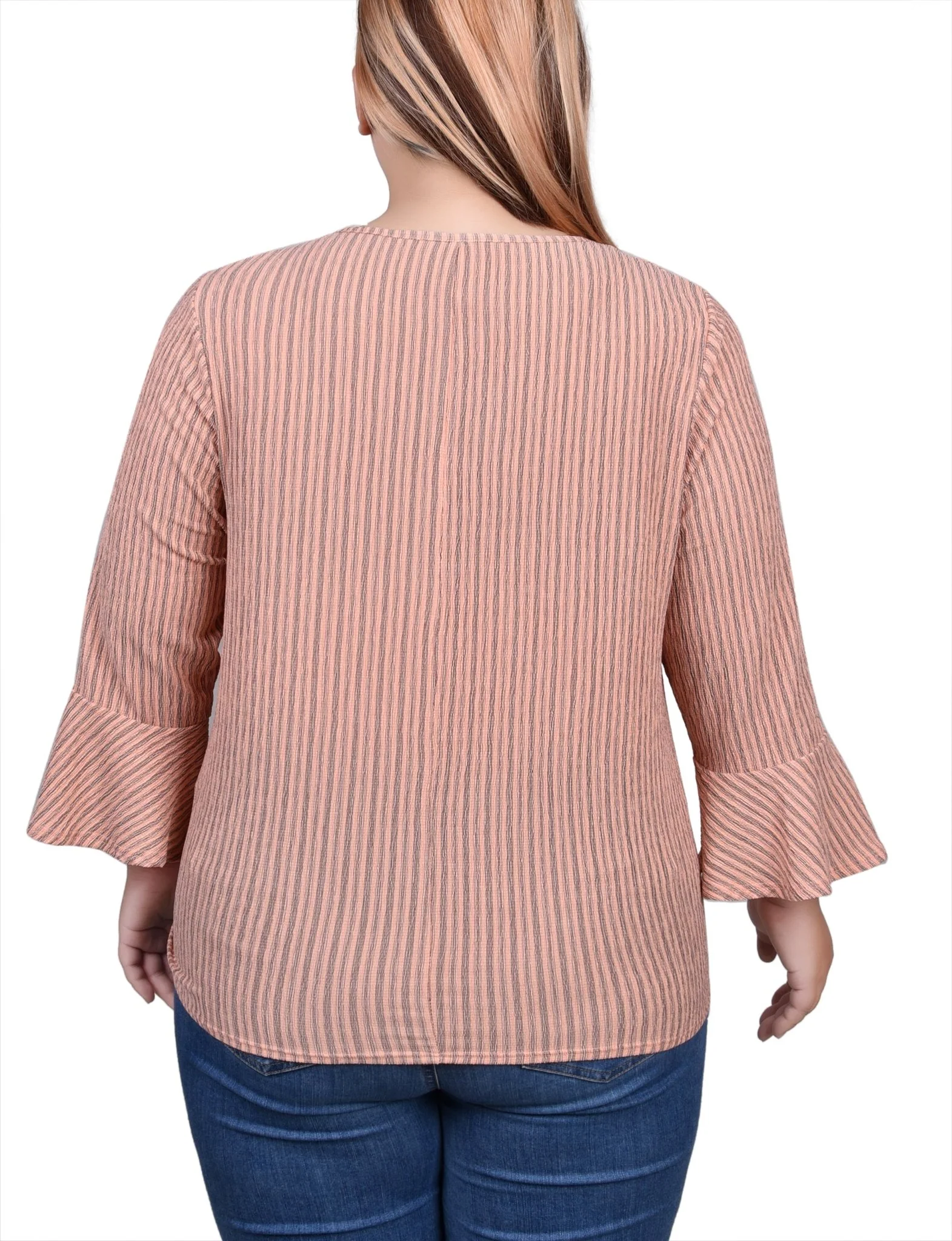 Coral 3/4 Bell Sleeve Textured Knit Top - Plus - Image 4