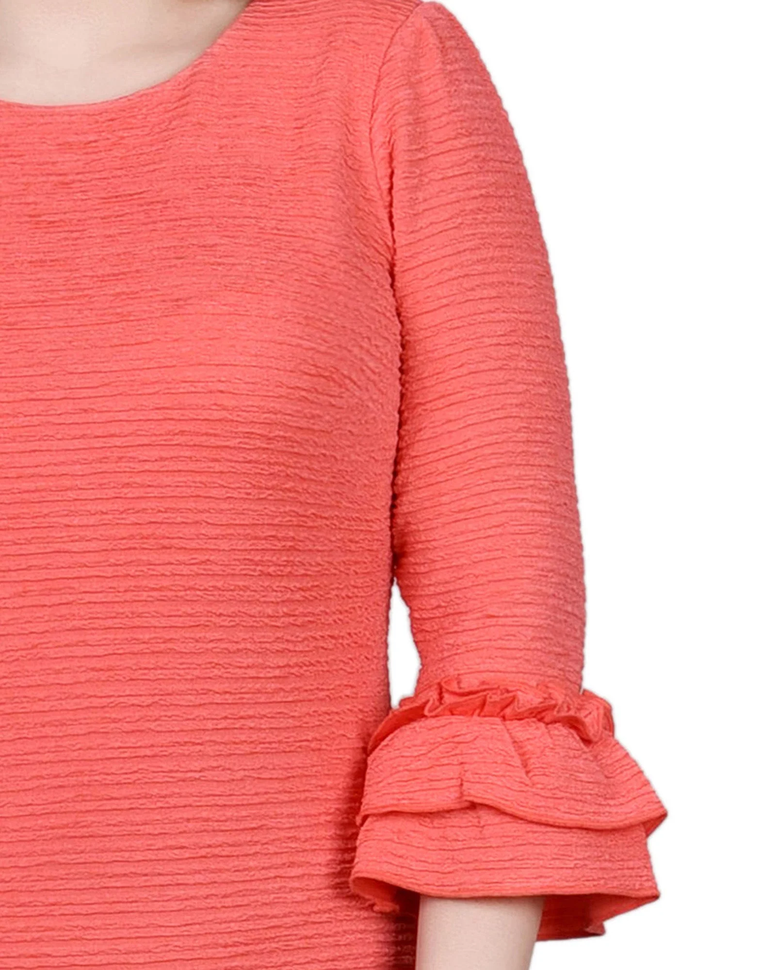 Coral 3/4 Sleeve Textured Knit Dress - Image 4
