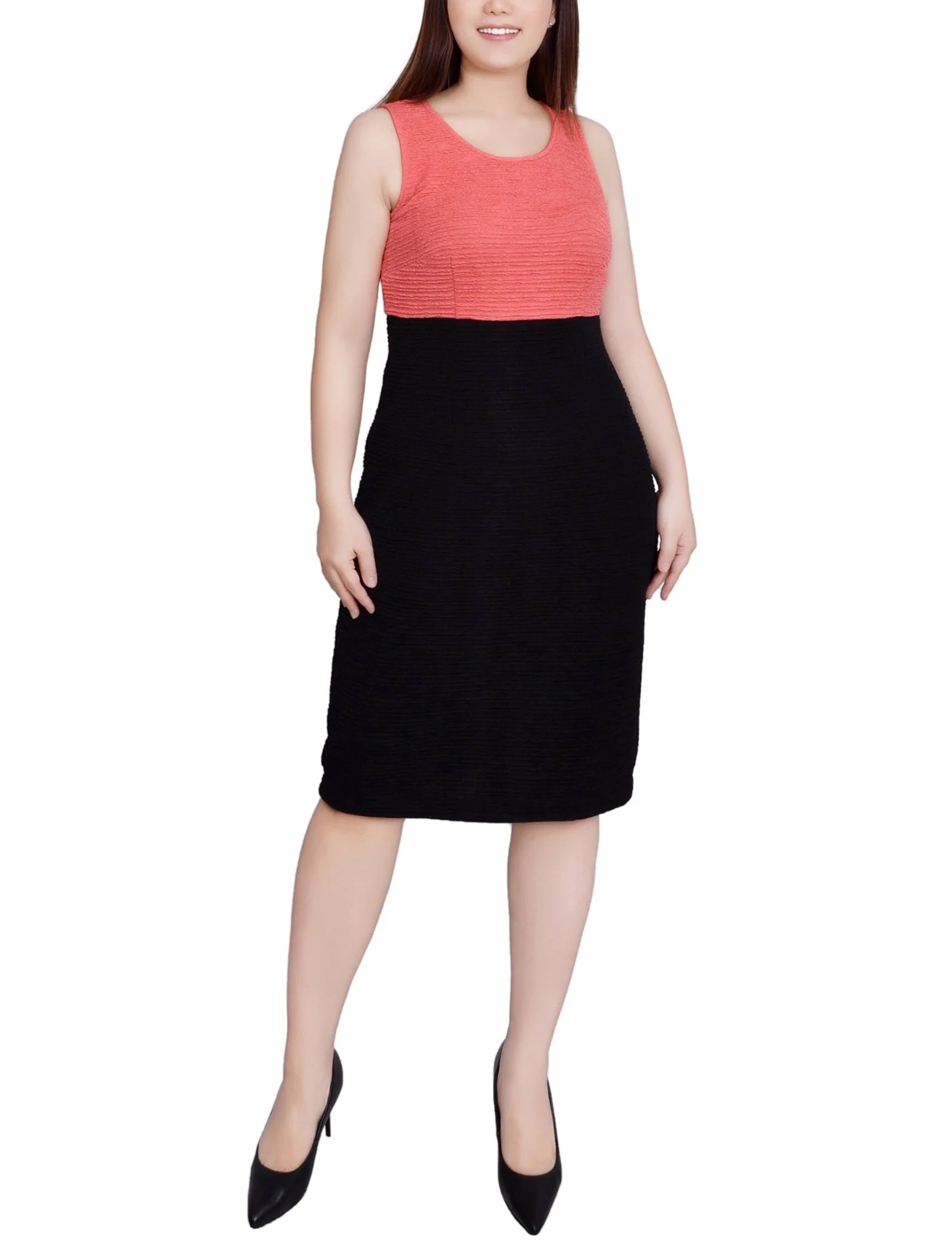 Coral Black Lace-Detail 2 Piece Textured Knit Dress Set - Petite - Image 4
