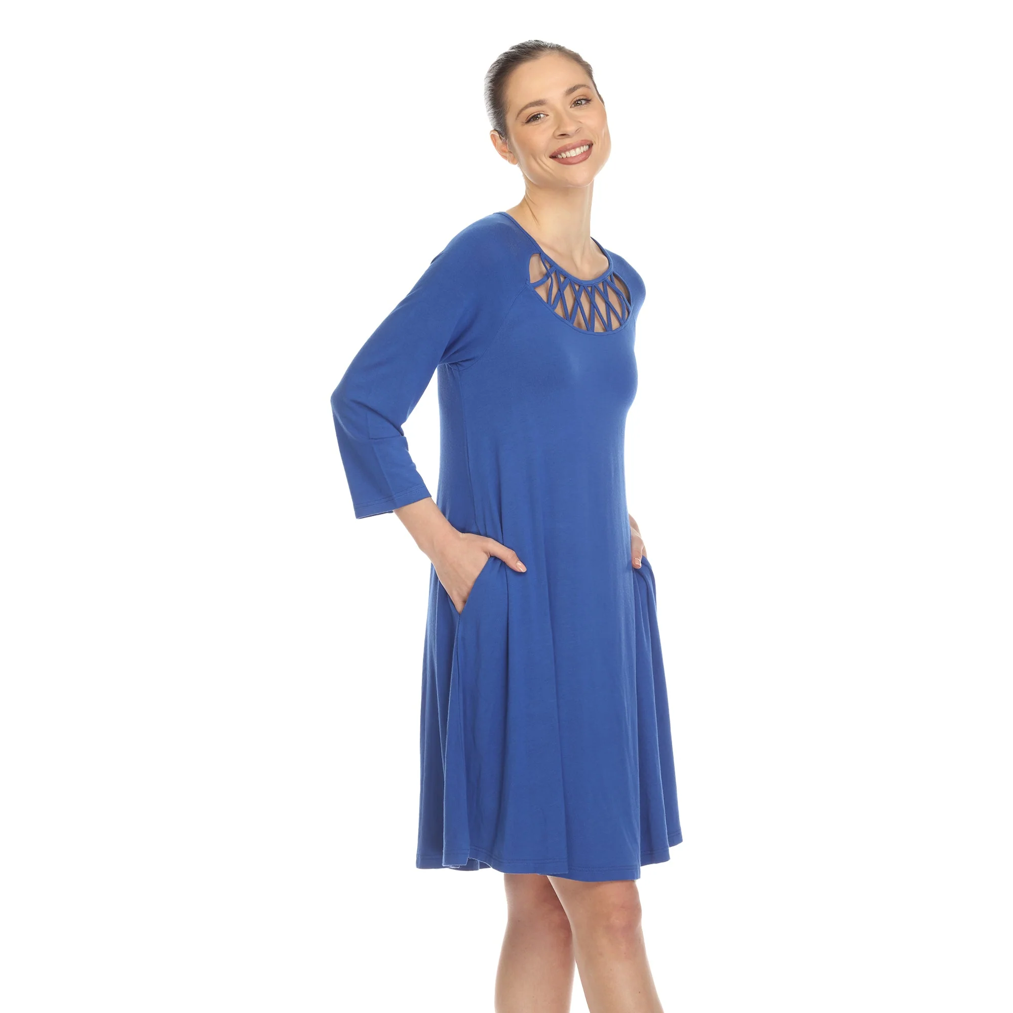 Criss Cross Neckline Swing Midi Dress - Image 14