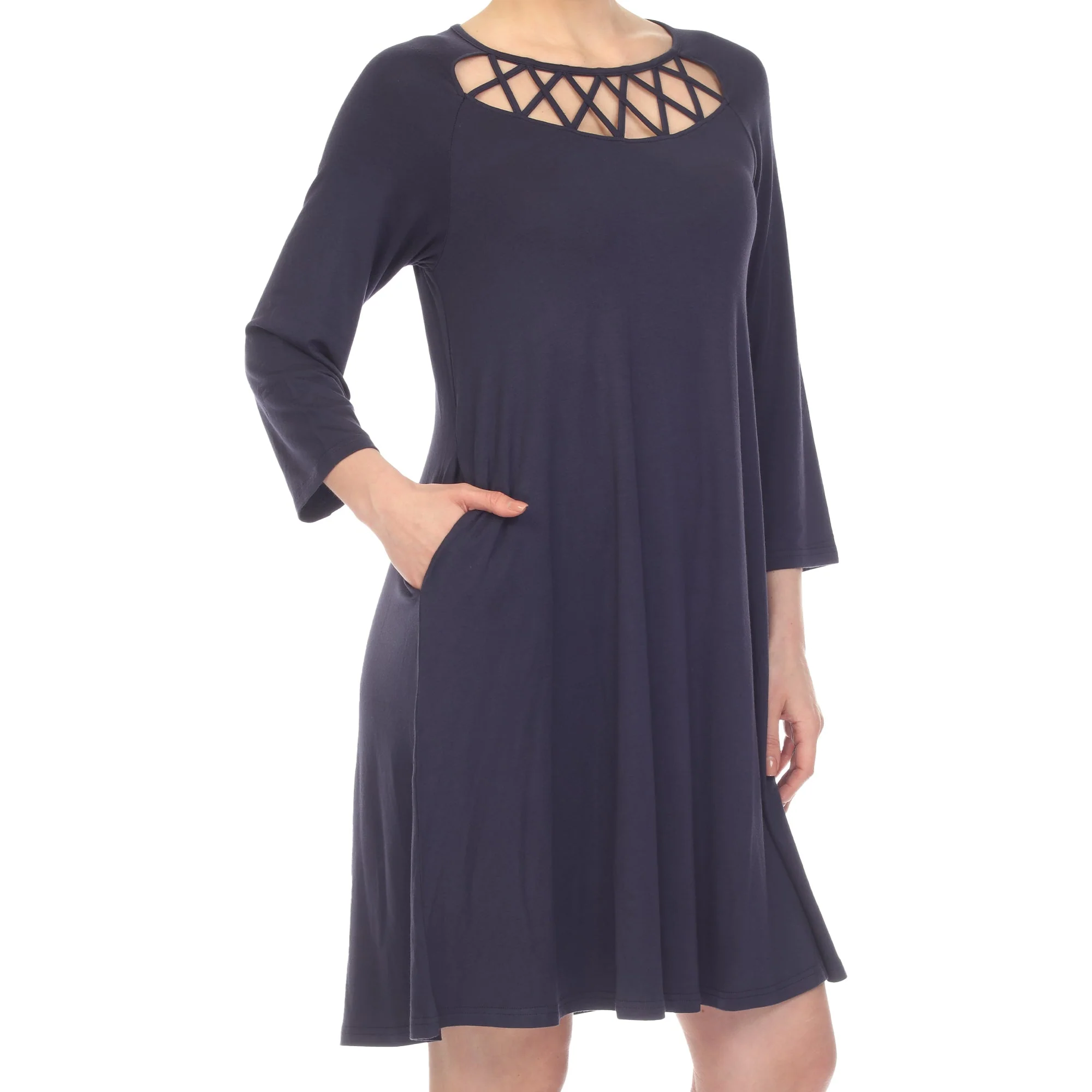 Criss Cross Neckline Swing Midi Dress - Image 22