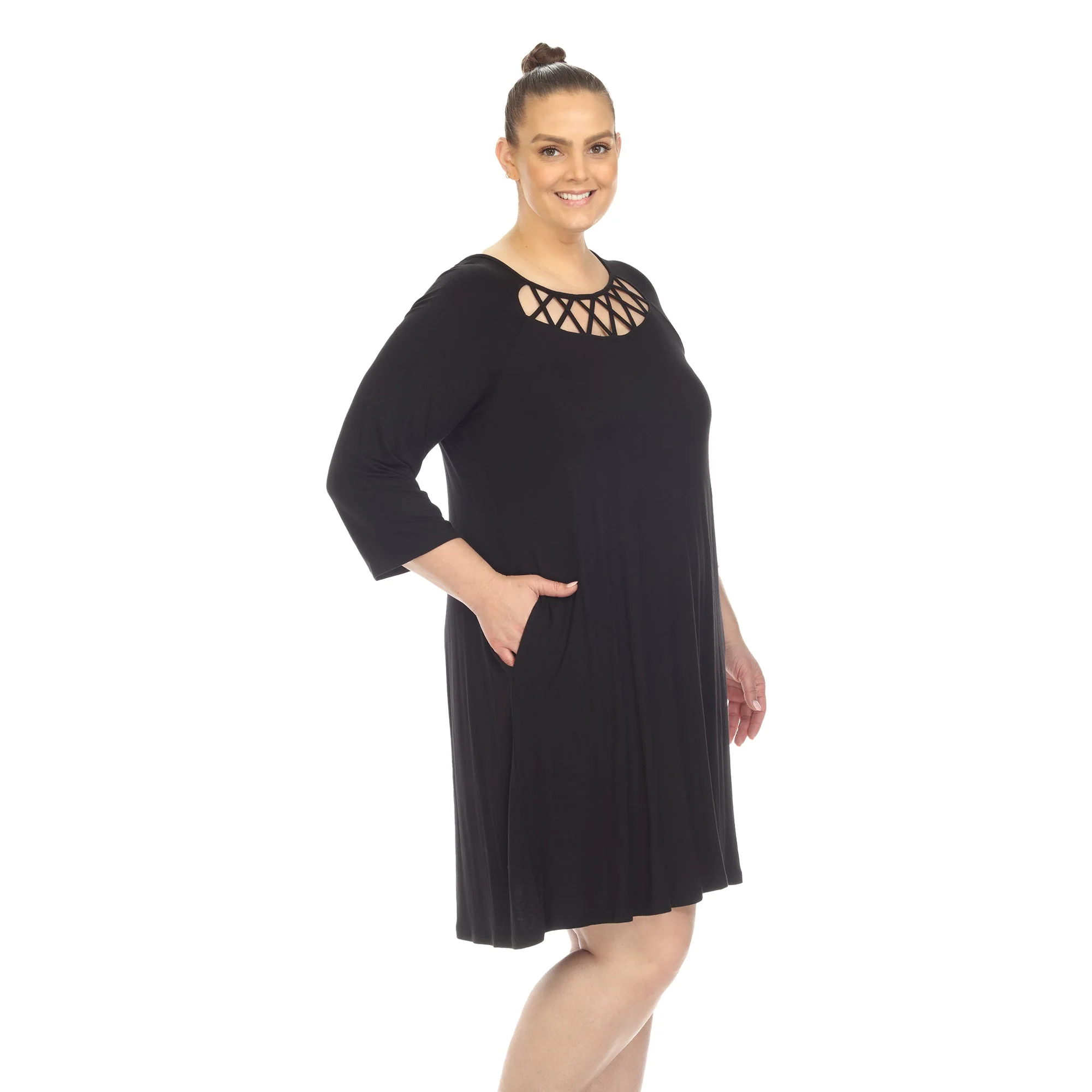 Criss Cross Neckline Swing Midi Dress - Plus - Image 18