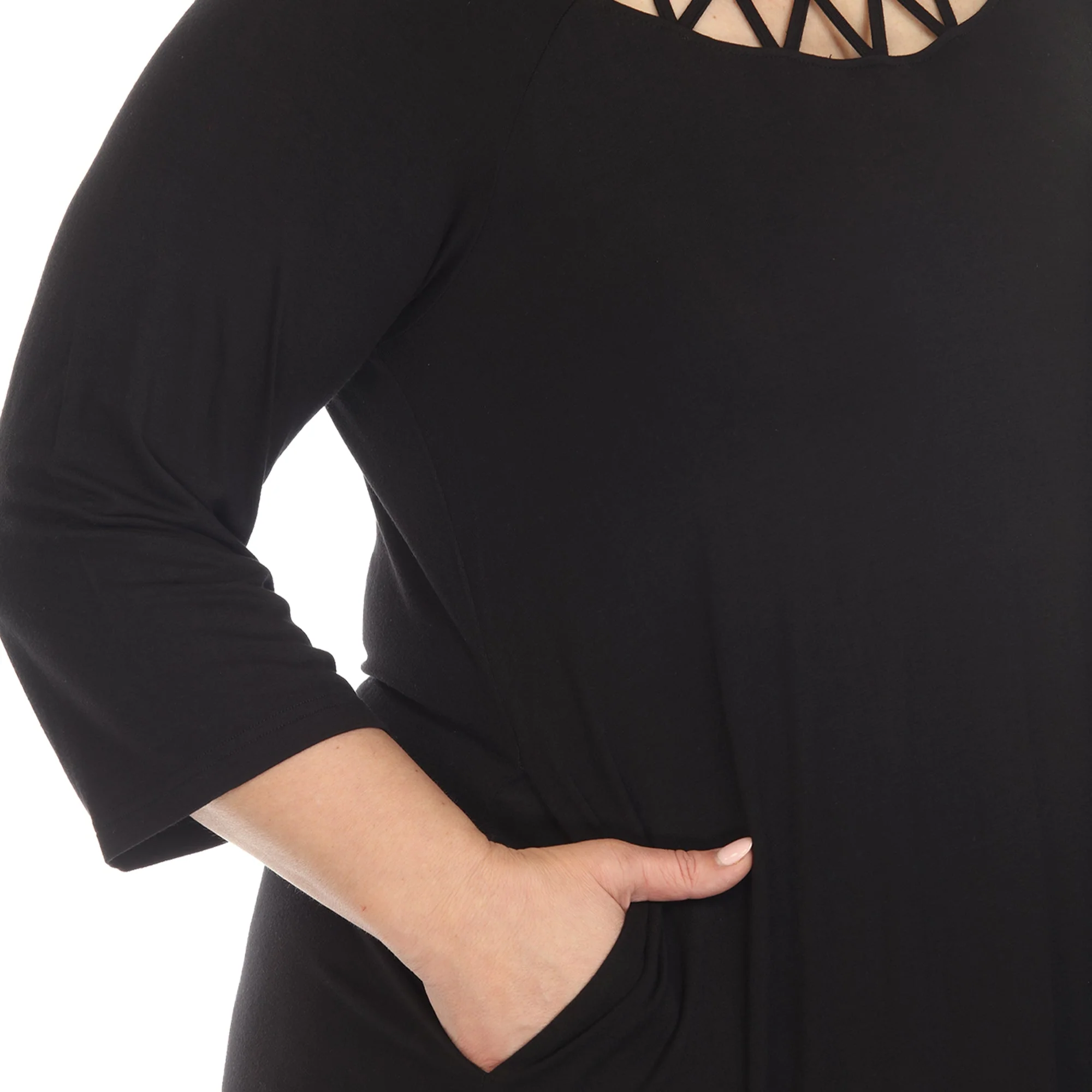 Criss Cross Neckline Swing Midi Dress - Plus - Image 19