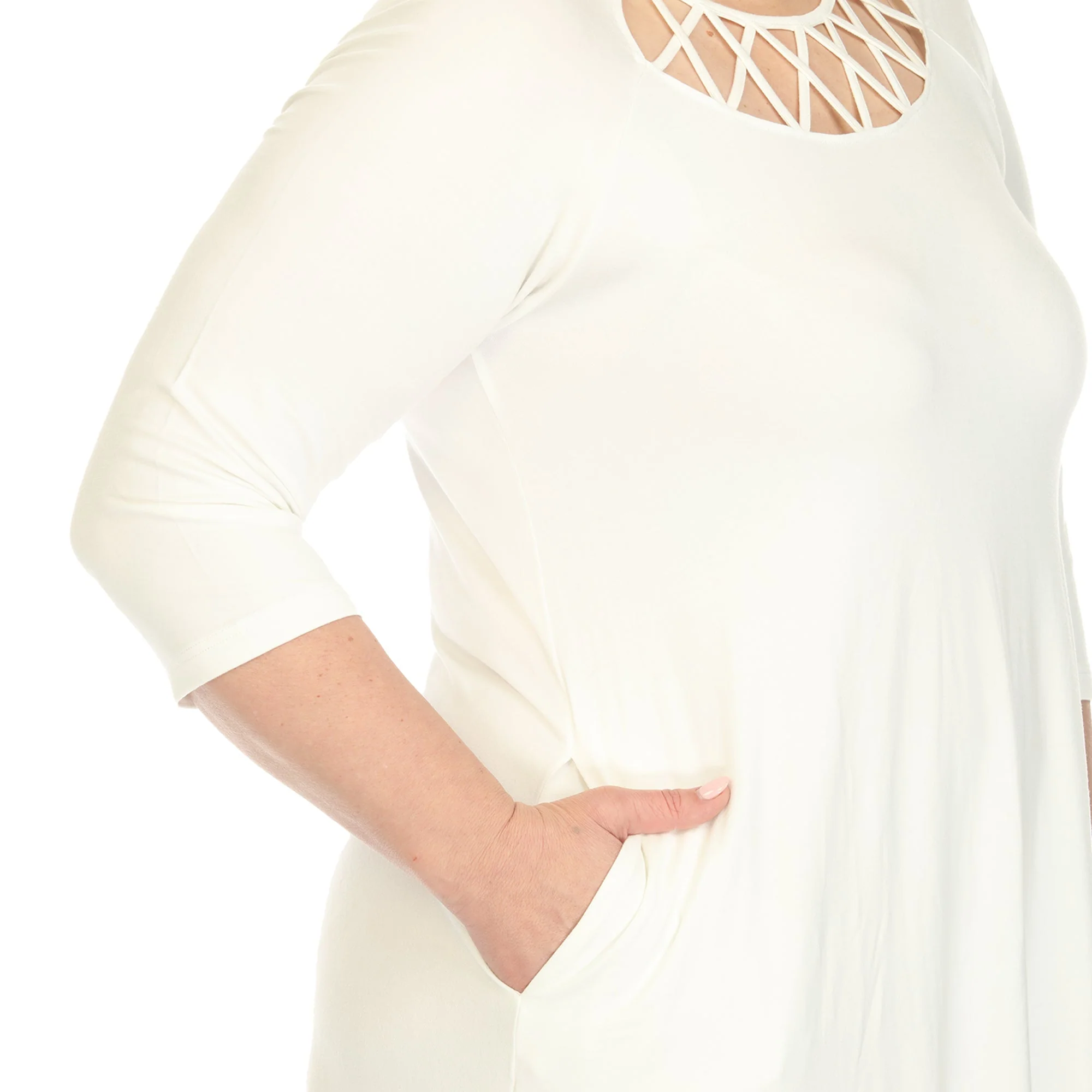 Criss Cross Neckline Swing Midi Dress - Plus - Image 34