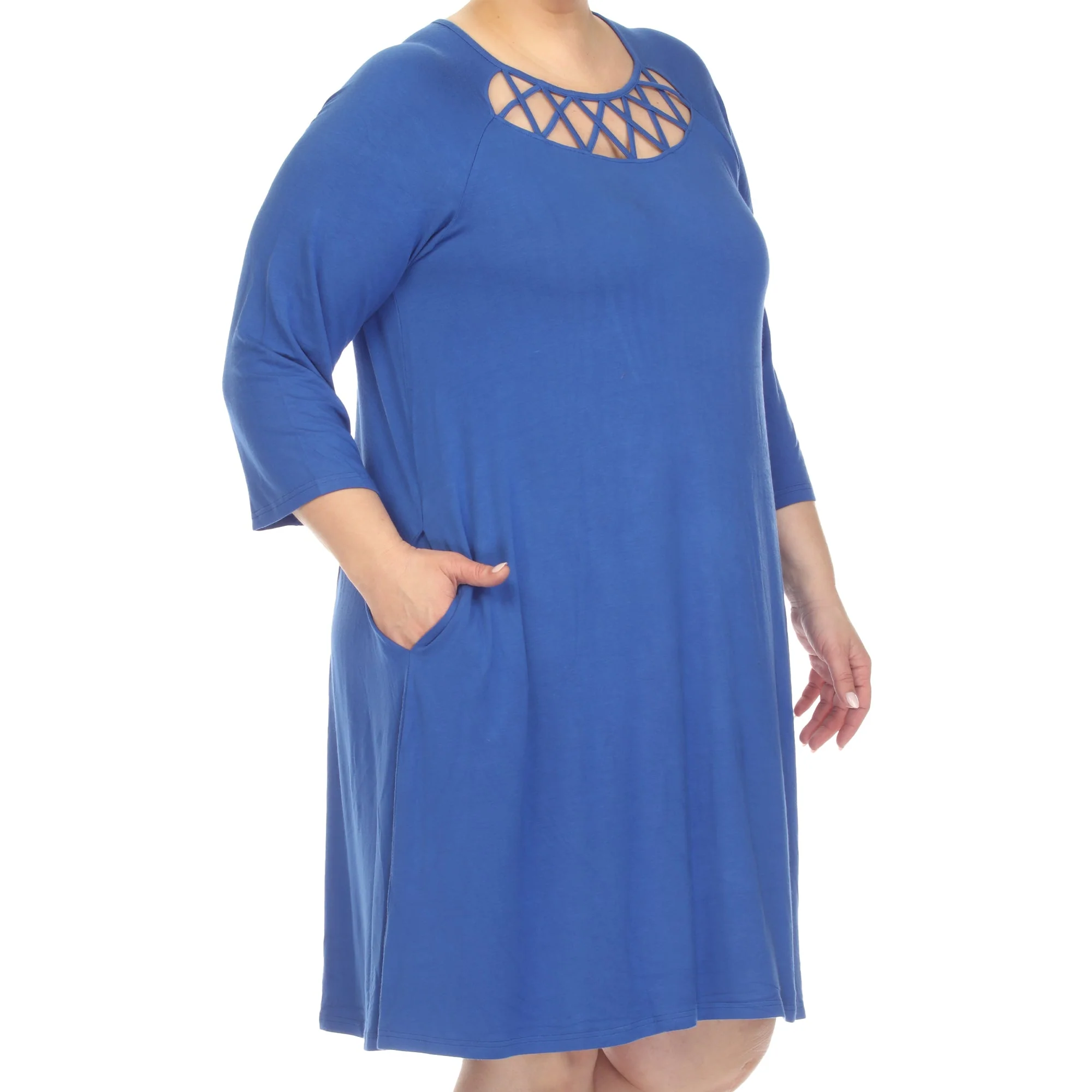 Criss Cross Neckline Swing Midi Dress - Plus - Image 4