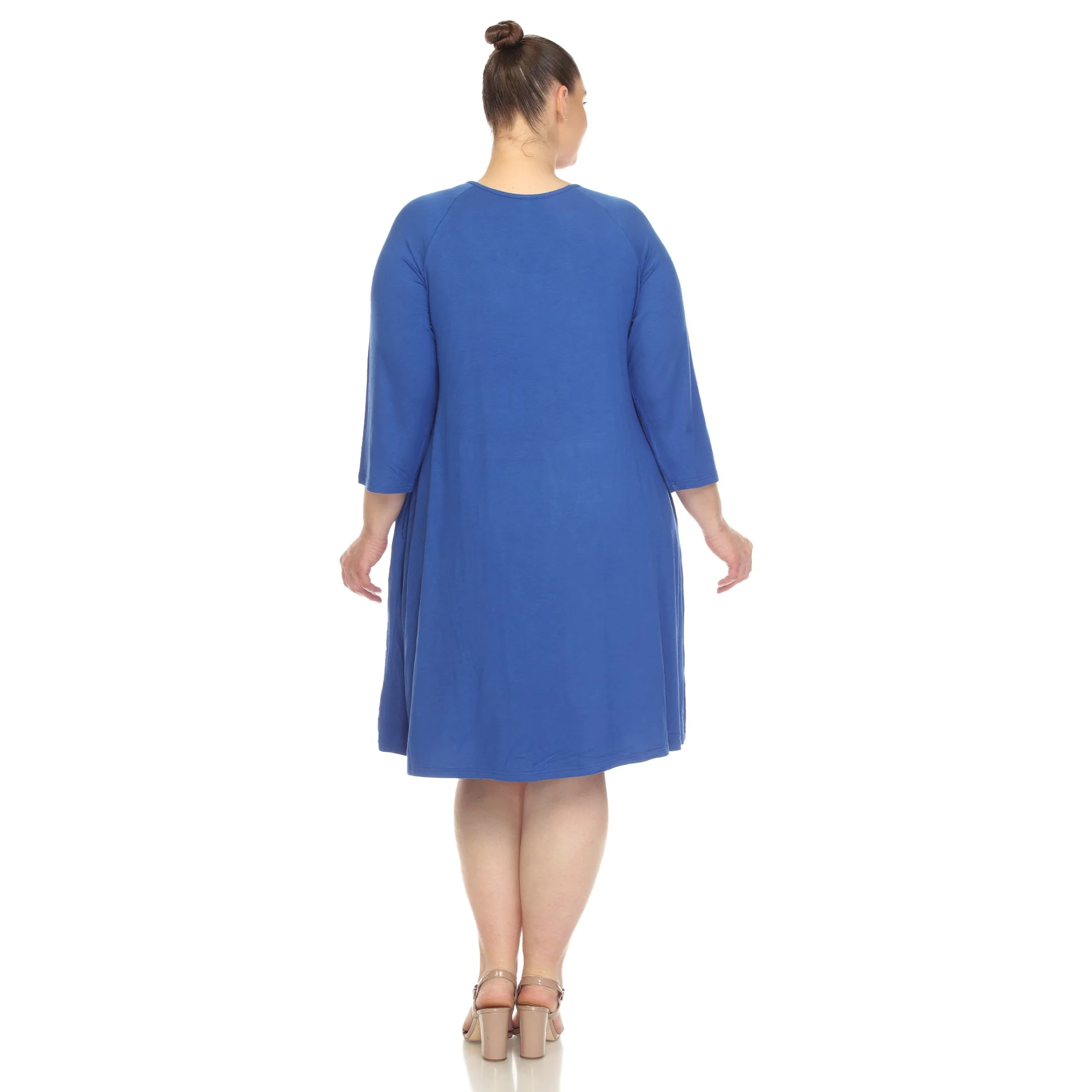 Criss Cross Neckline Swing Midi Dress - Plus - Image 5