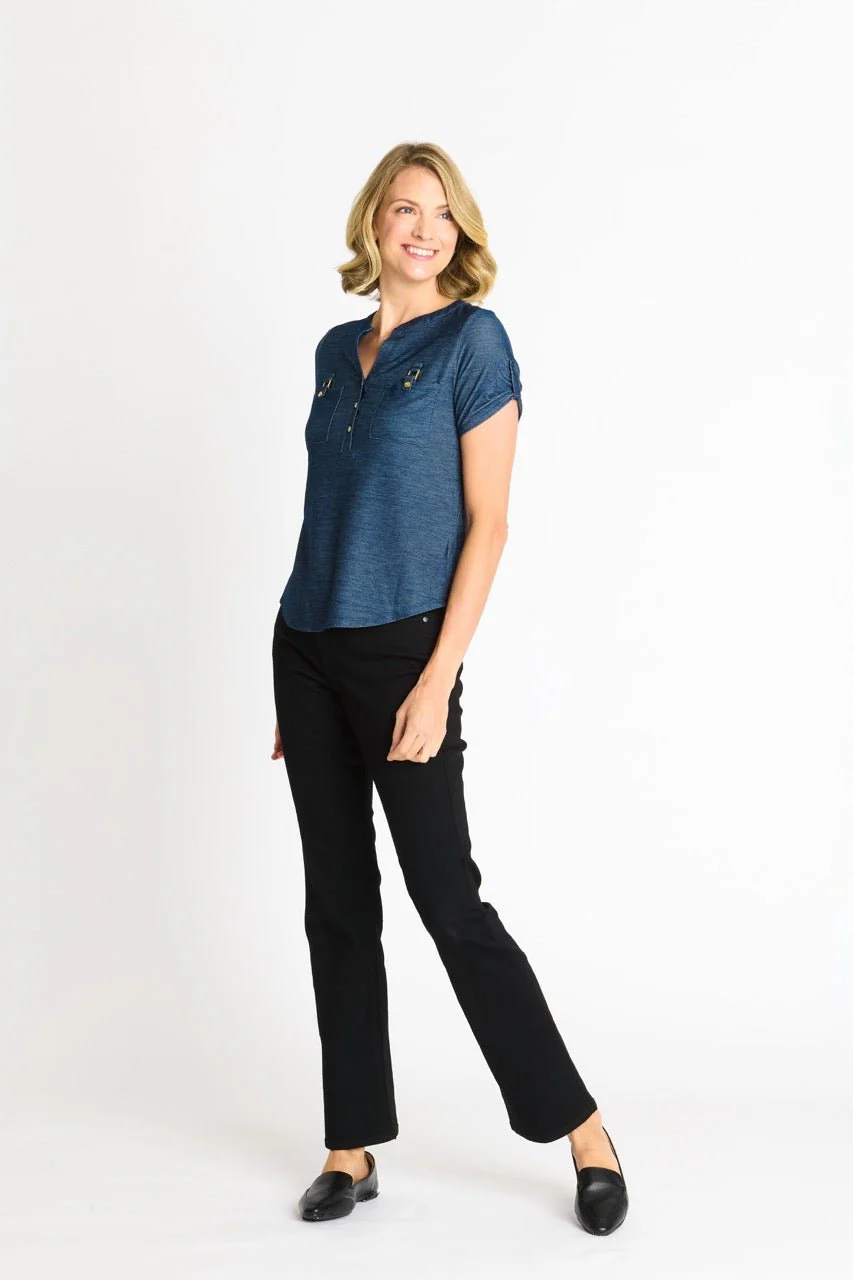 Denim Roll-Tab Buckle Henley - Image 6