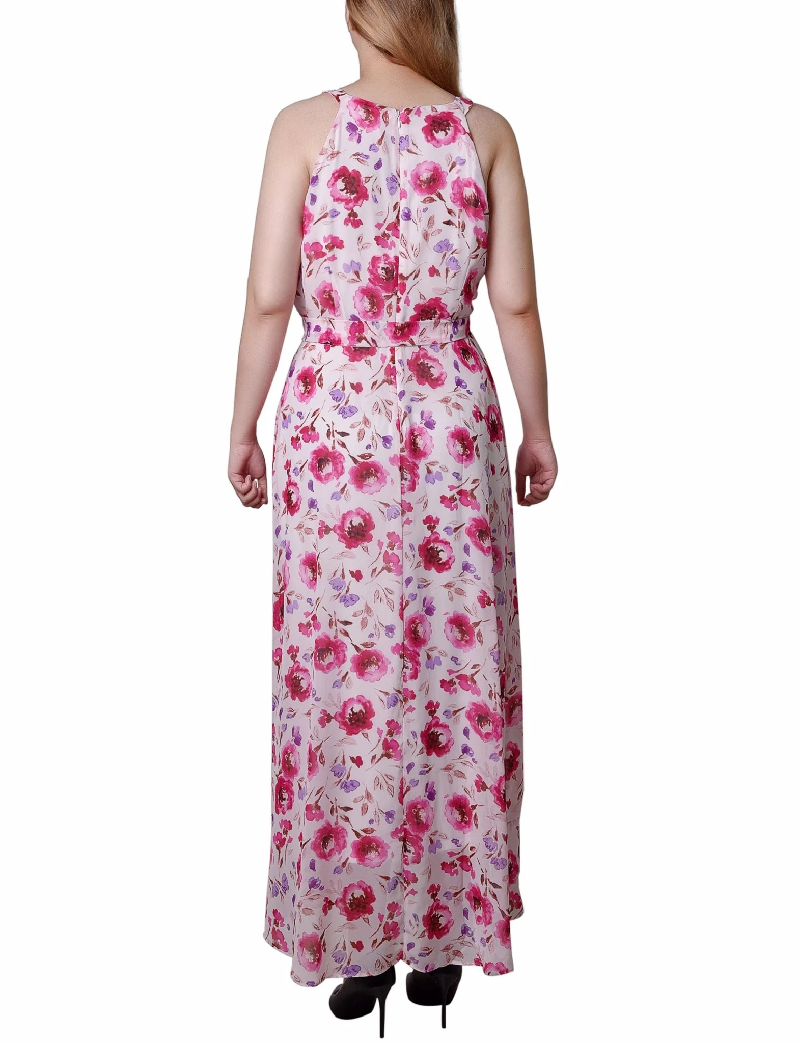 Dusty Pink Halter Front Chiffon Maxi Dress - Petite - Image 3