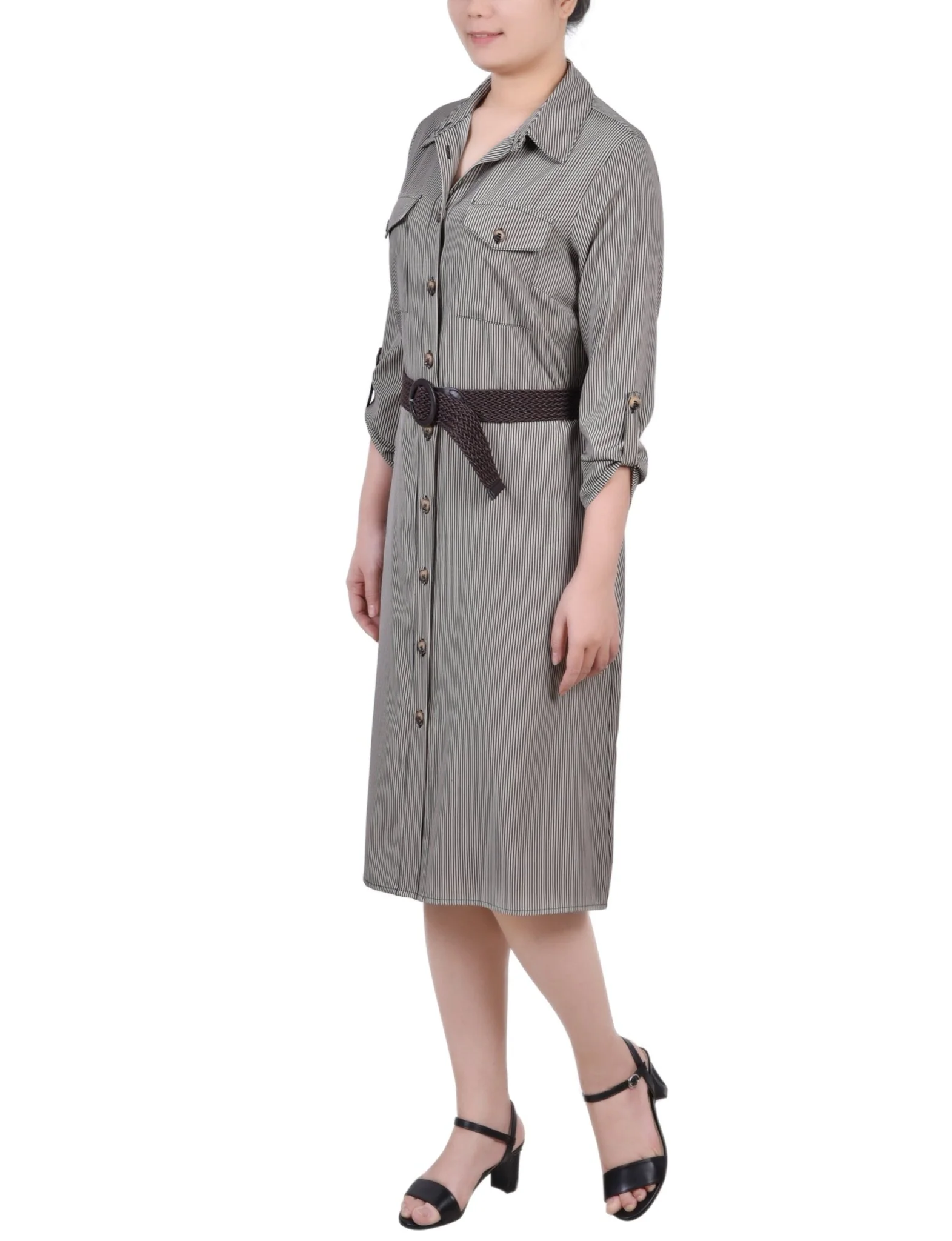 Dynamic Torterella 3/4 Roll Tab Sleeve Shirtdress - Petite - Image 2