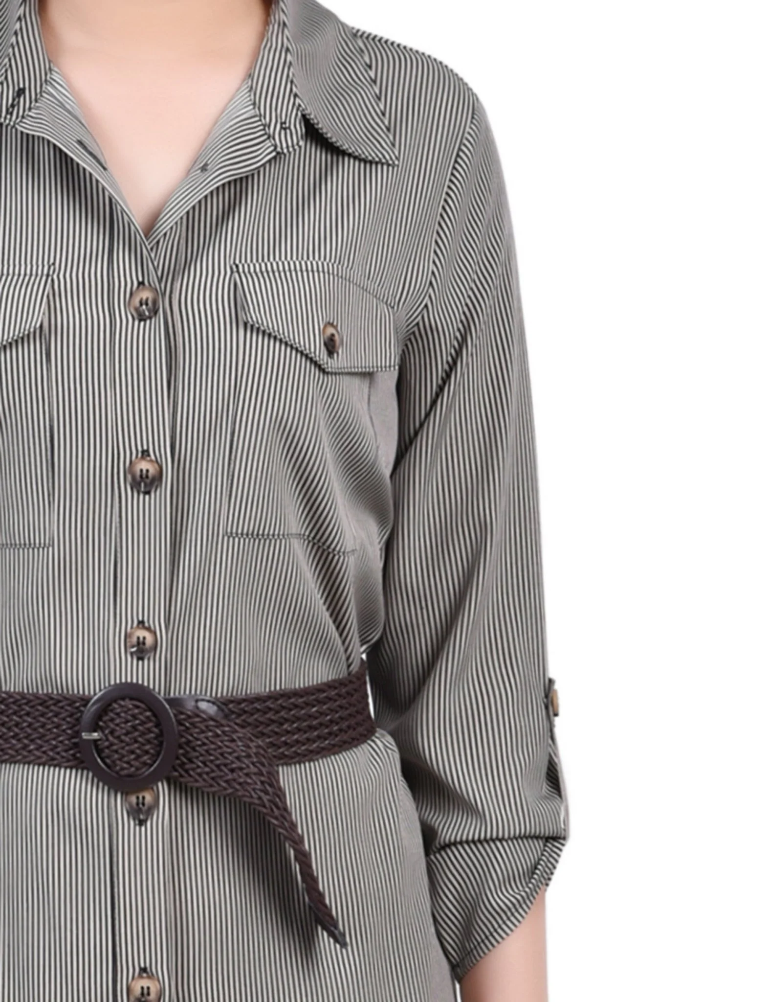 Dynamic Torterella 3/4 Roll Tab Sleeve Shirtdress - Petite - Image 4
