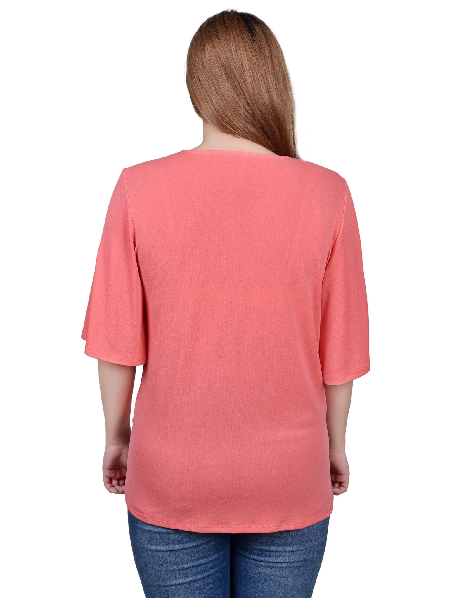 Elbow Sleeve Tie-Front Top - Image 12