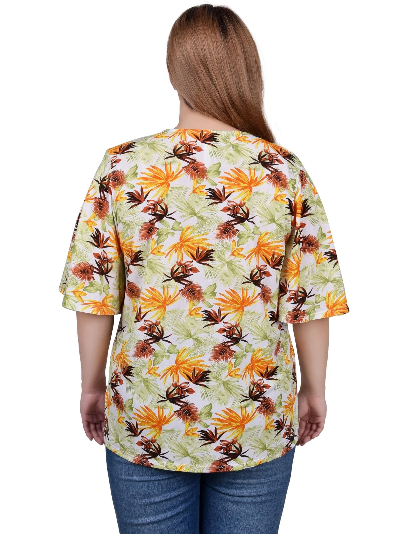 Elbow Sleeve Tie-Front Top - Image 15