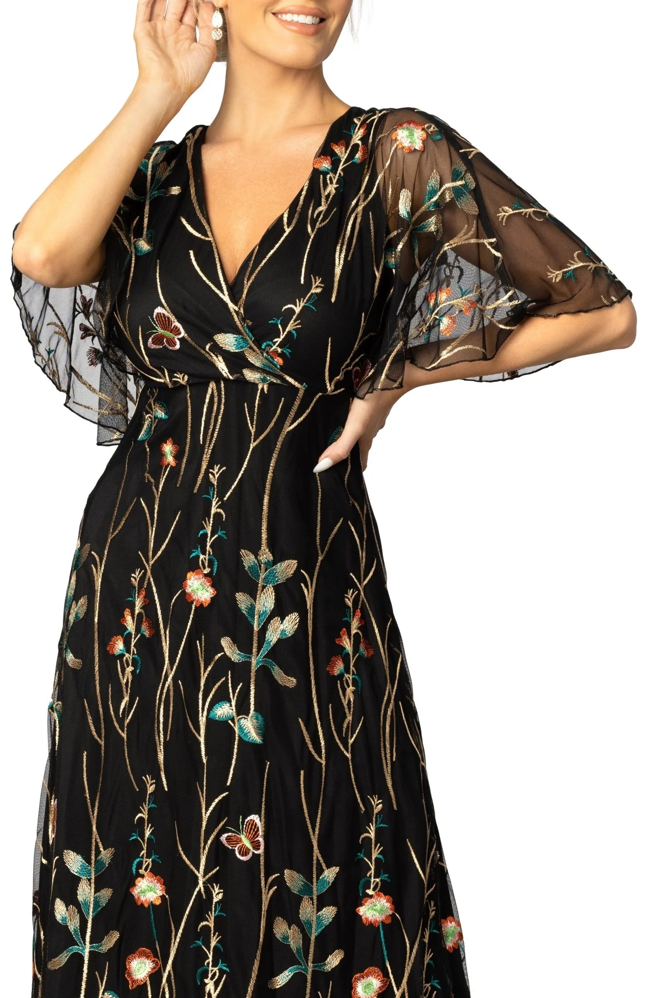 Embroidered Elegance Evening Gown - Image 3