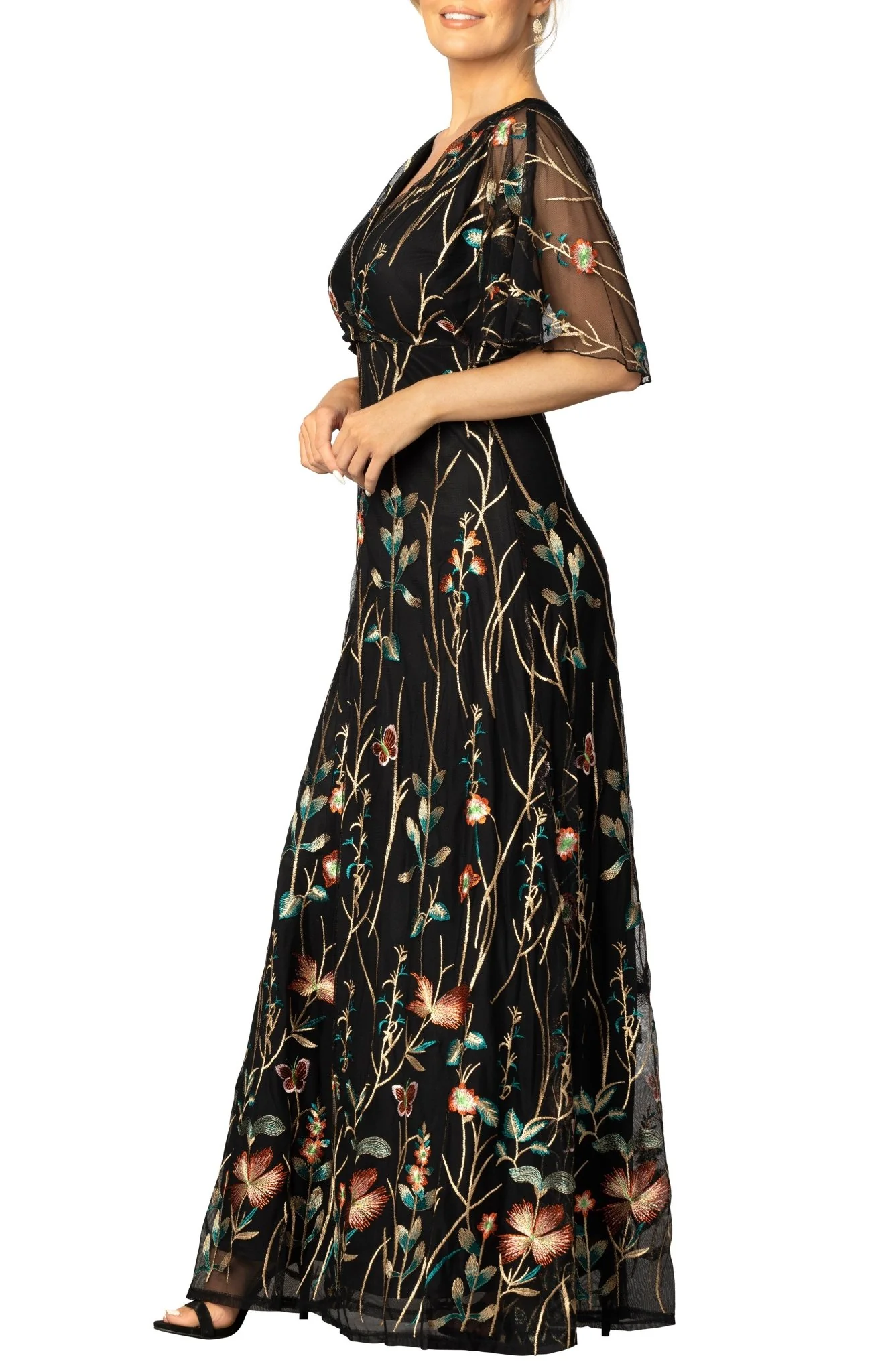 Embroidered Elegance Evening Gown - Image 4