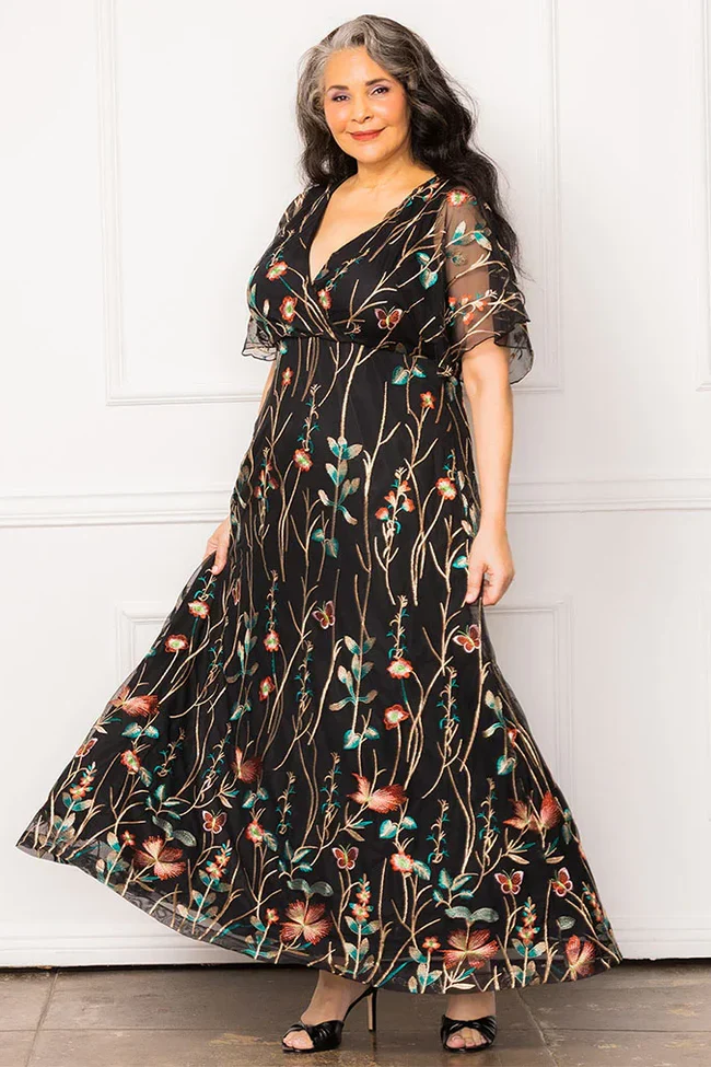 Embroidered Elegance Evening Gown - Plus - Image 6