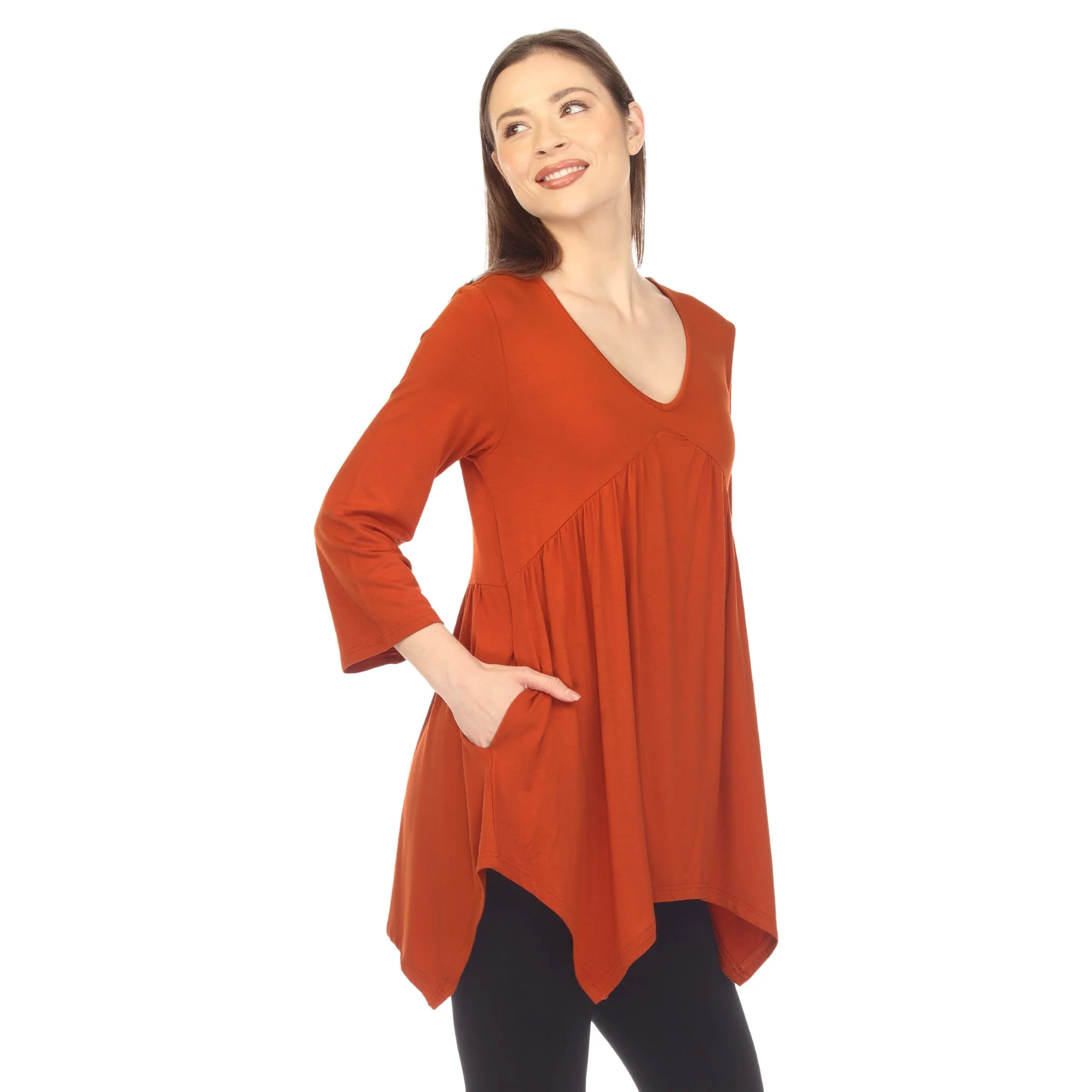 Empire Waist V-Neck Tunic Top - Image 12