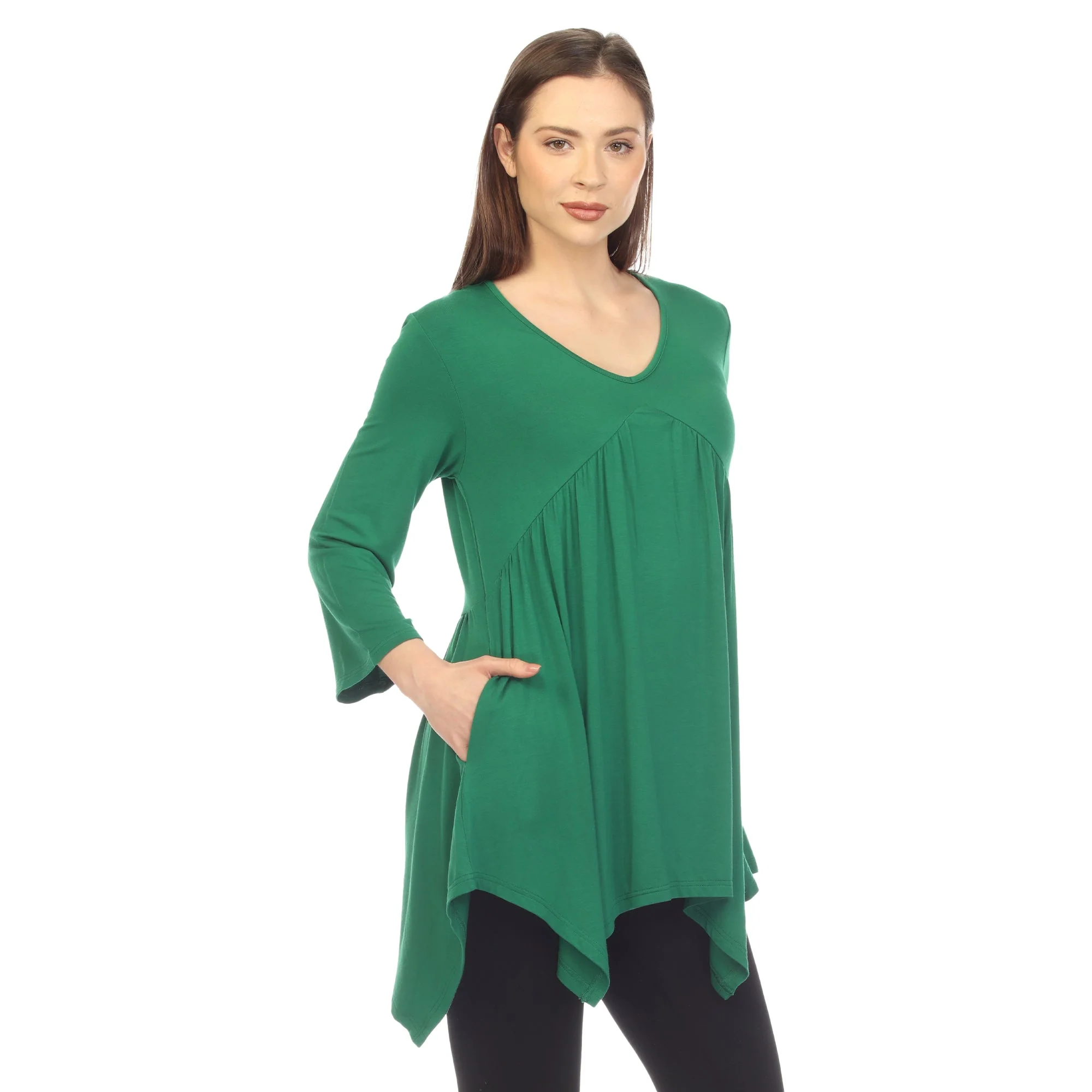 Empire Waist V-Neck Tunic Top - Image 17