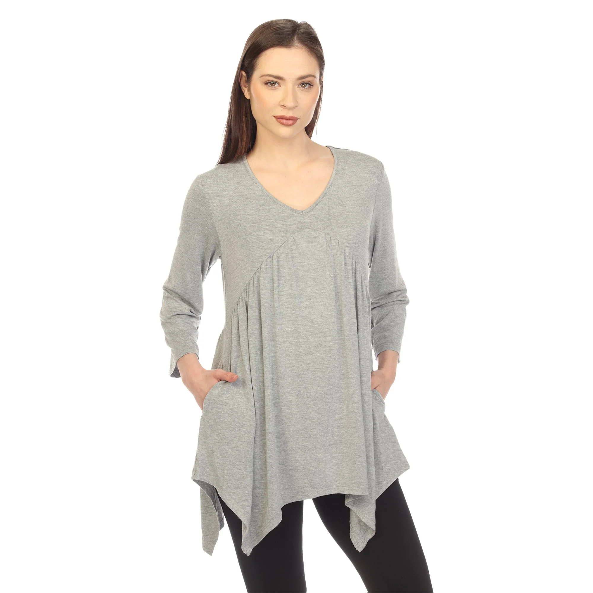 Empire Waist V-Neck Tunic Top - Image 21