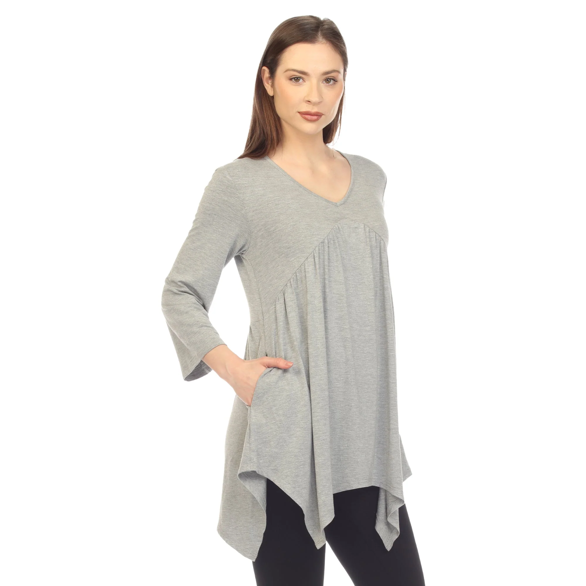 Empire Waist V-Neck Tunic Top - Image 22