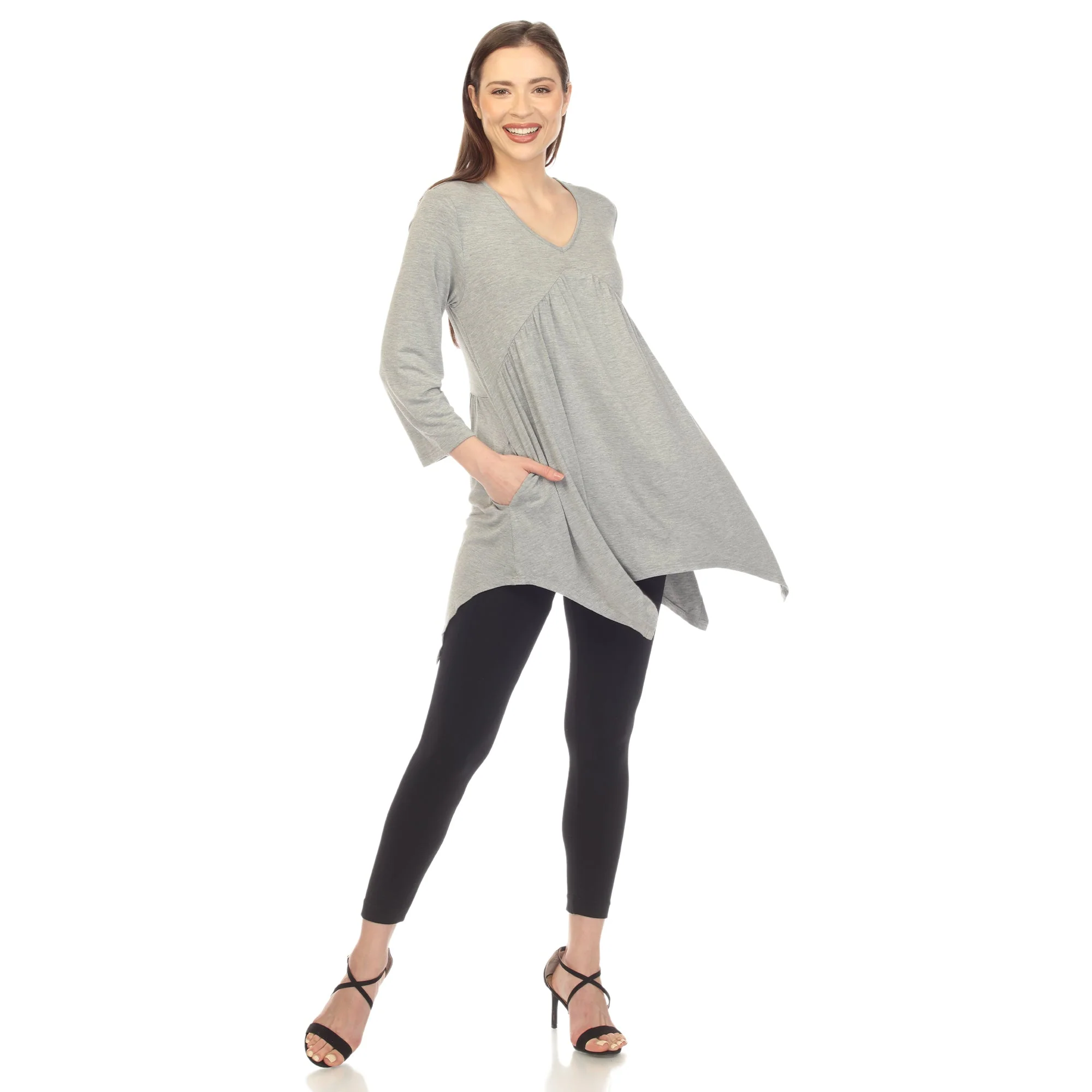 Empire Waist V-Neck Tunic Top - Image 25