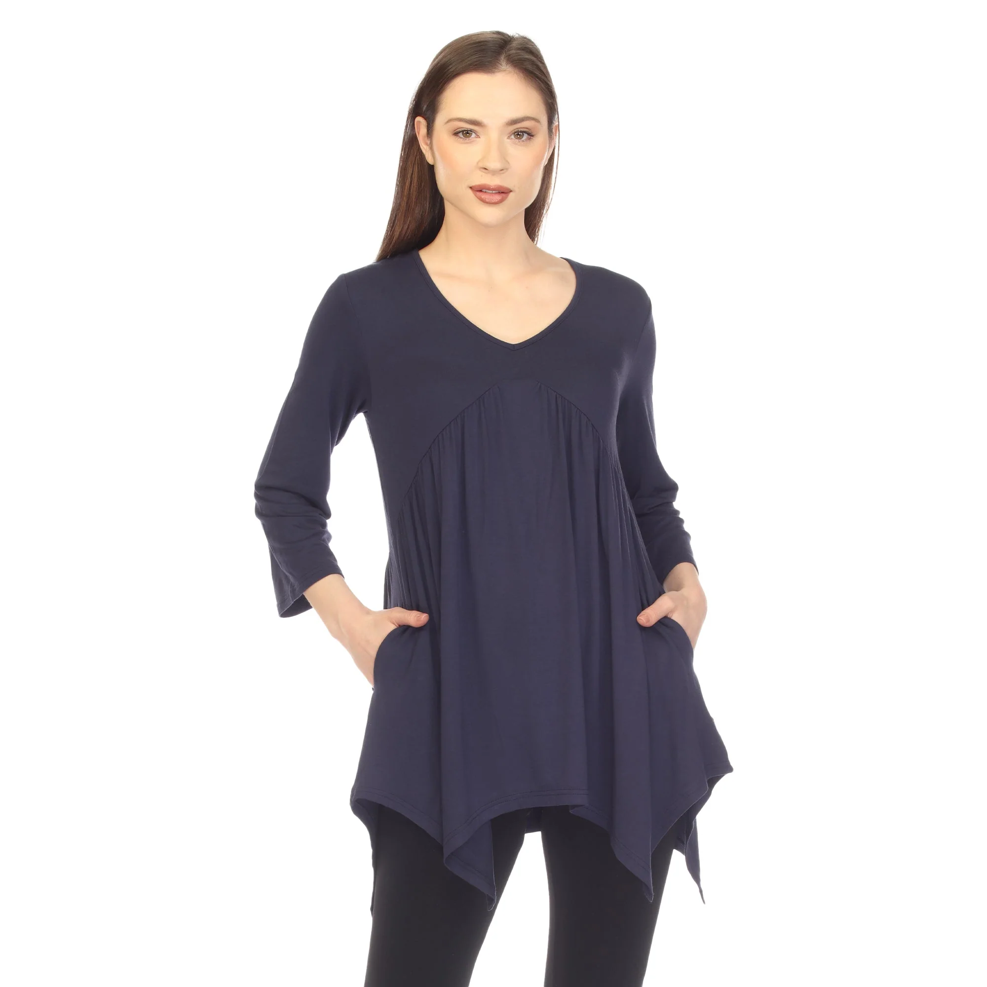 Empire Waist V-Neck Tunic Top - Image 26