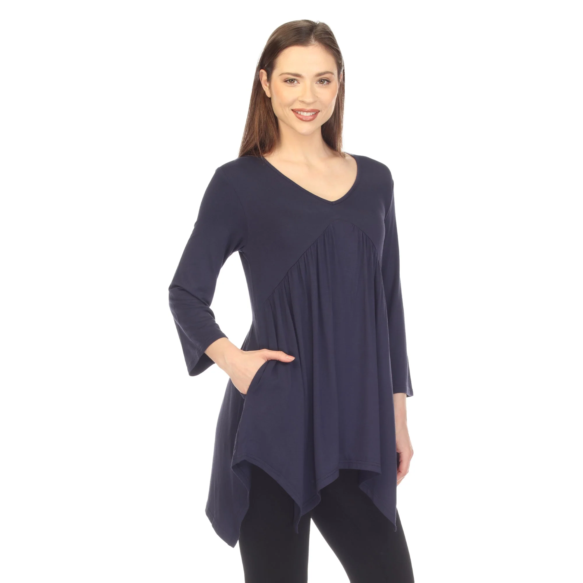 Empire Waist V-Neck Tunic Top - Image 27