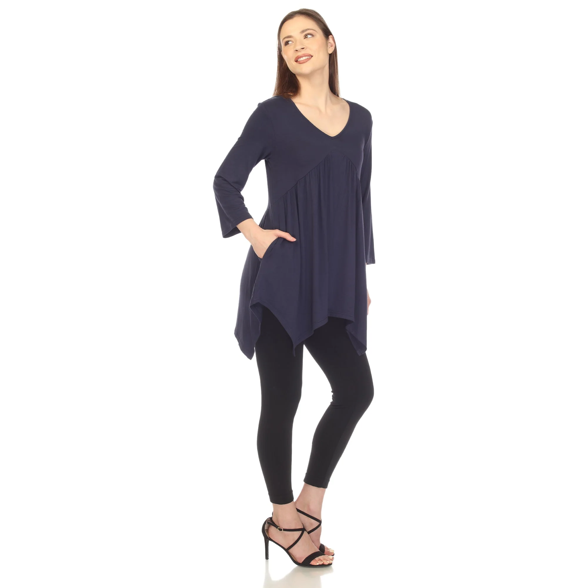 Empire Waist V-Neck Tunic Top - Image 30