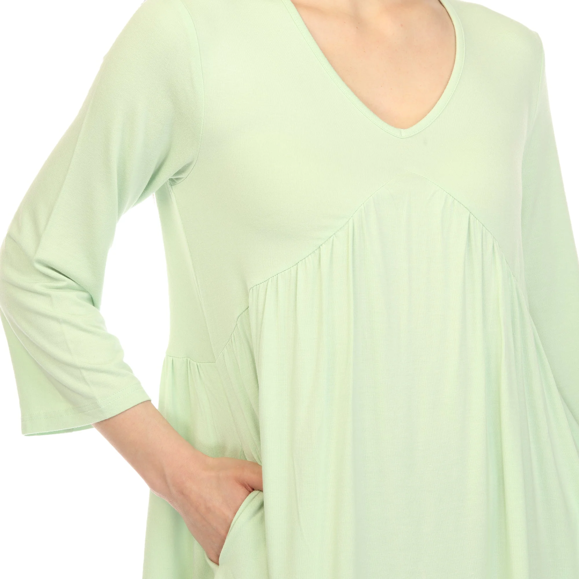Empire Waist V-Neck Tunic Top - Image 34