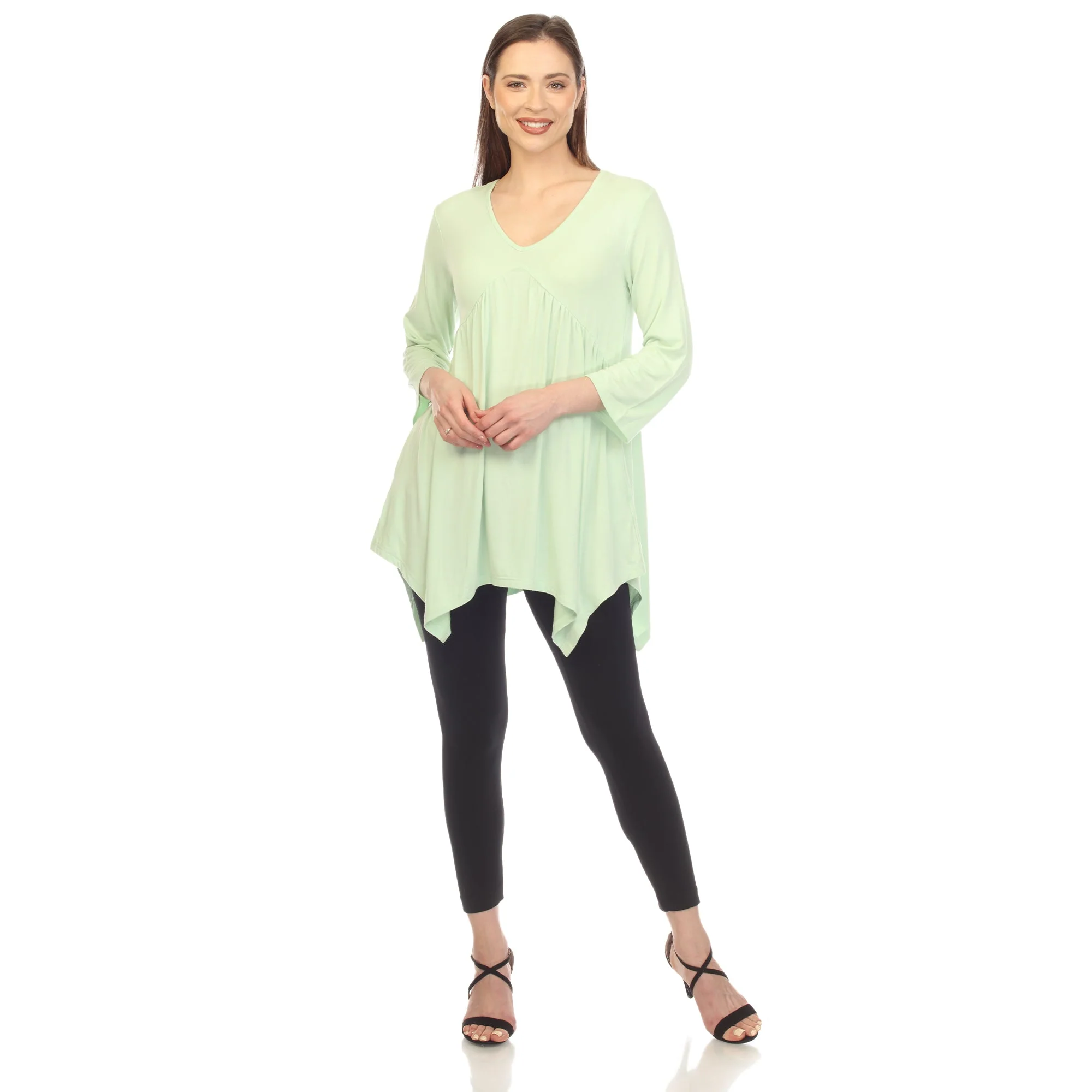 Empire Waist V-Neck Tunic Top - Image 35