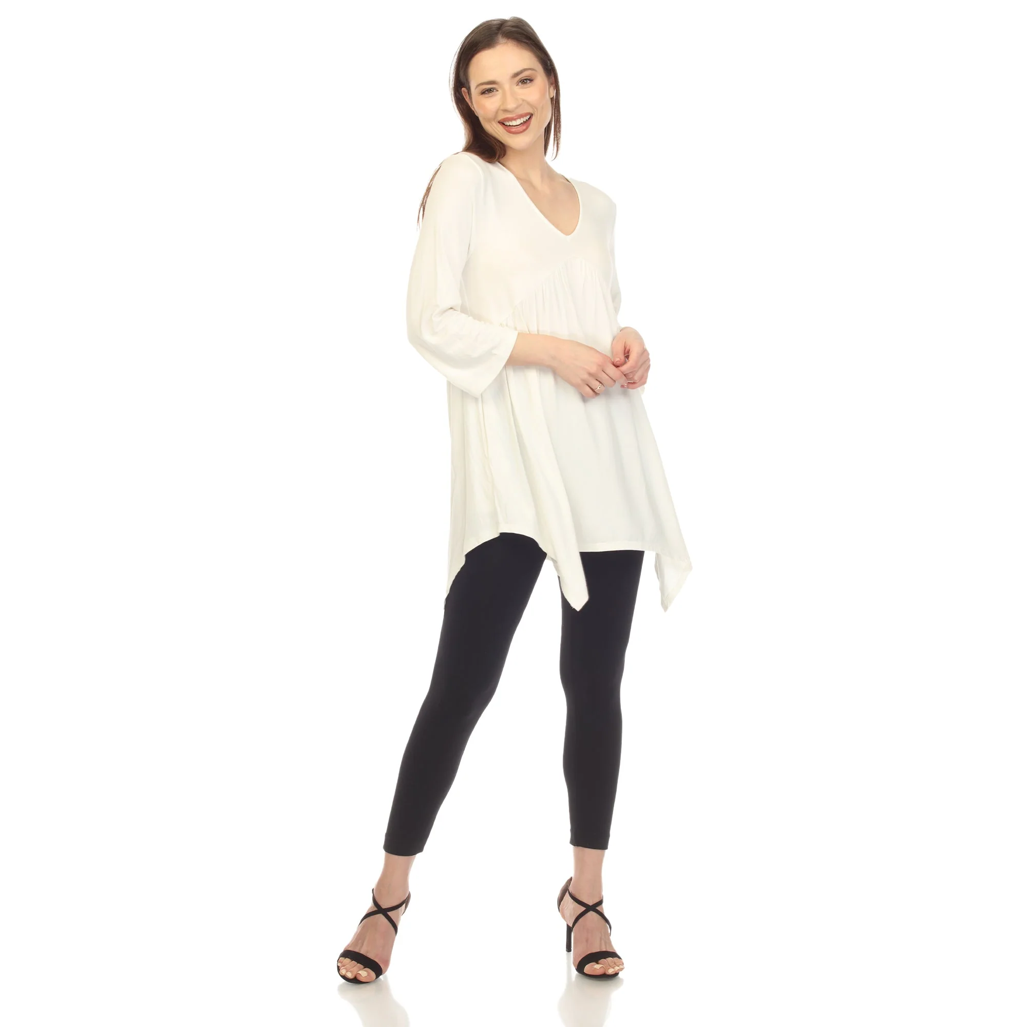 Empire Waist V-Neck Tunic Top - Image 40