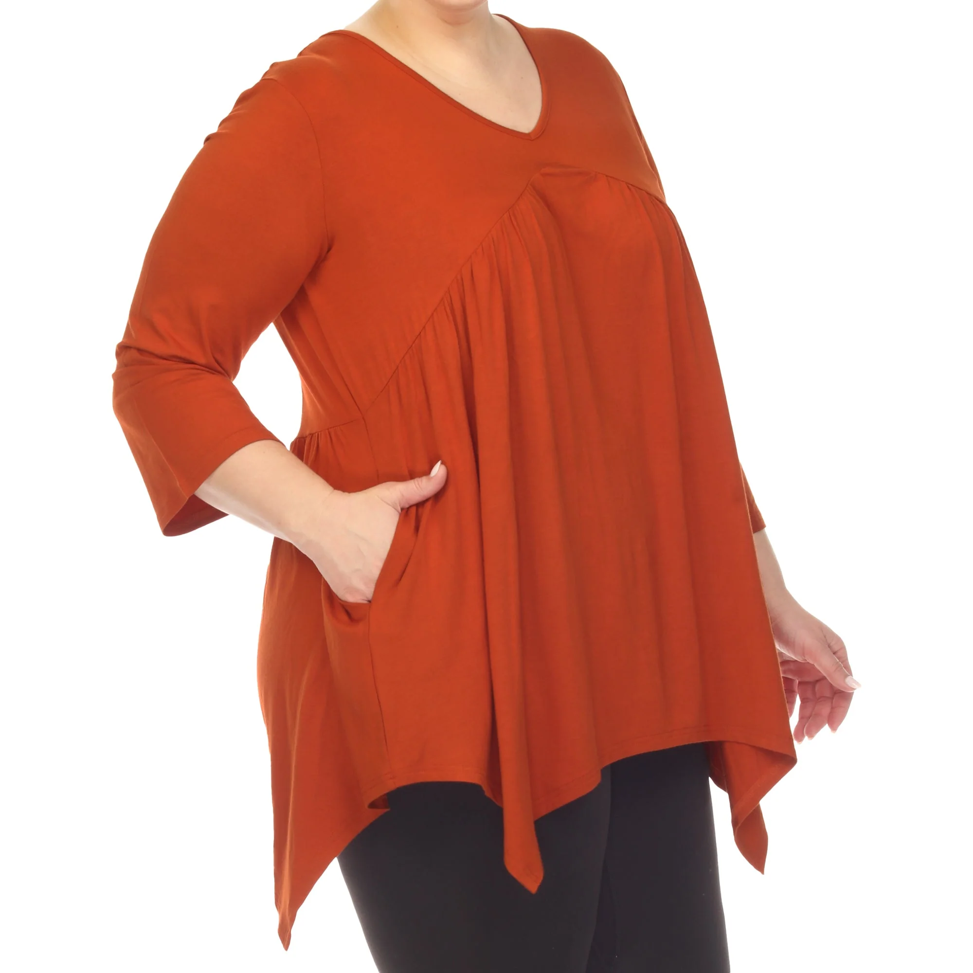 Empire Waist V-Neck Tunic Top - Plus - Image 12